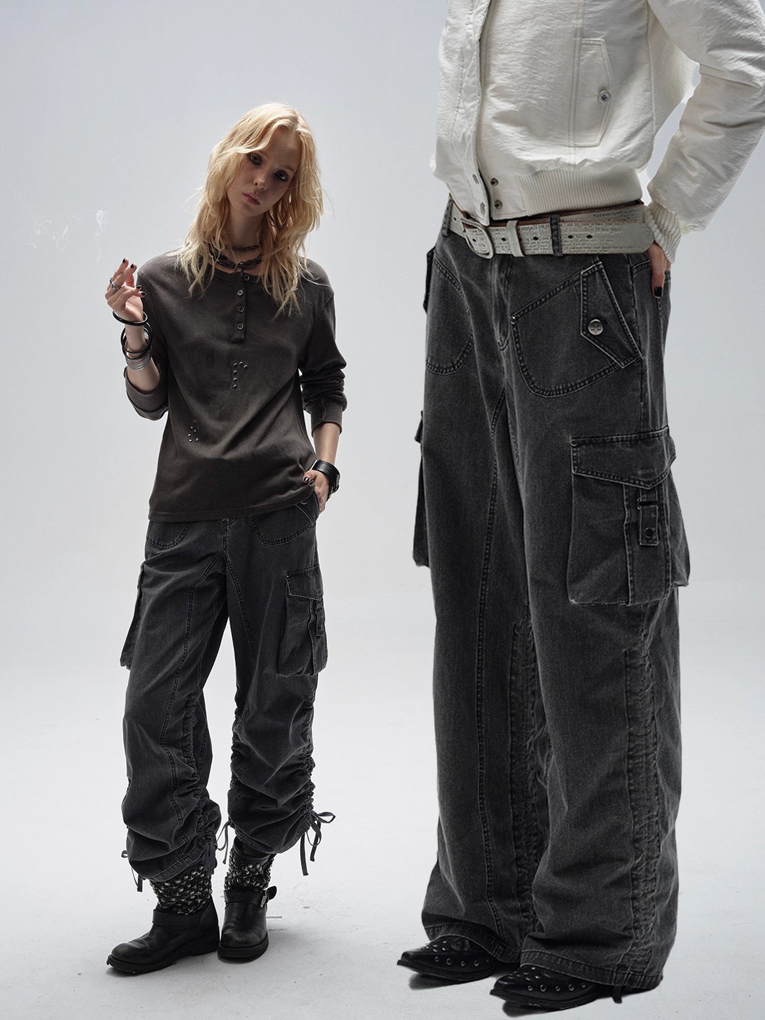 wear_And_tear_Adjustable_Drawstring_Wide_Leg_Cargo_Pants_MISSTT