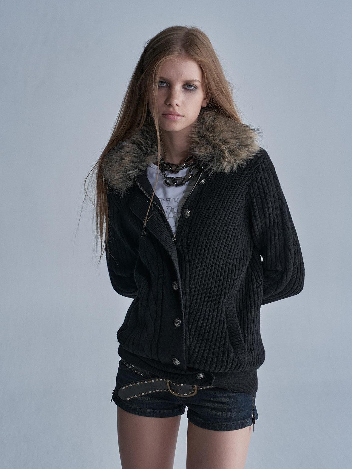 wear And tear Asymmetric Cable Knit Wool Blend Women&