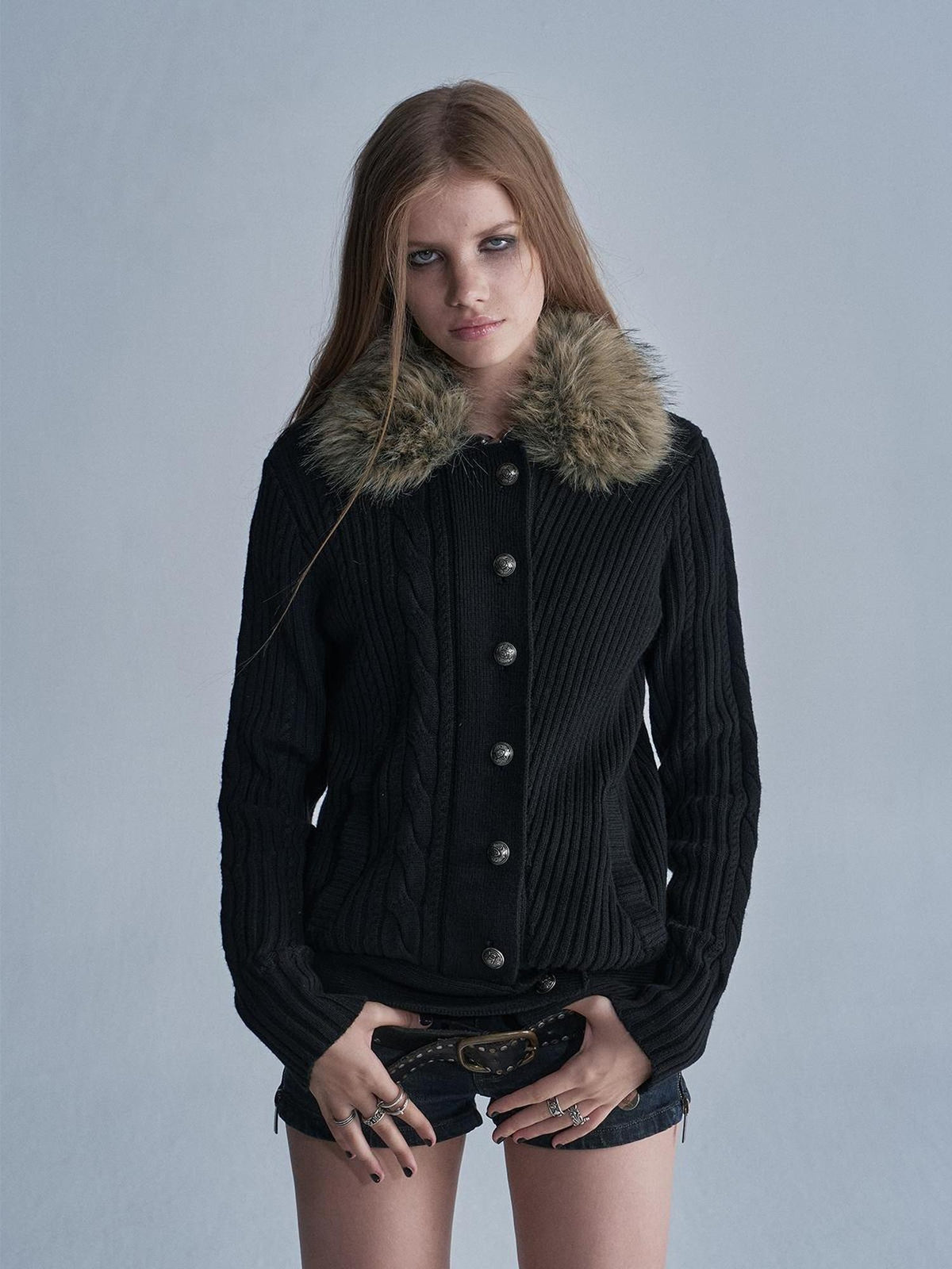 wear And tear Asymmetric Cable Knit Wool Blend Women&