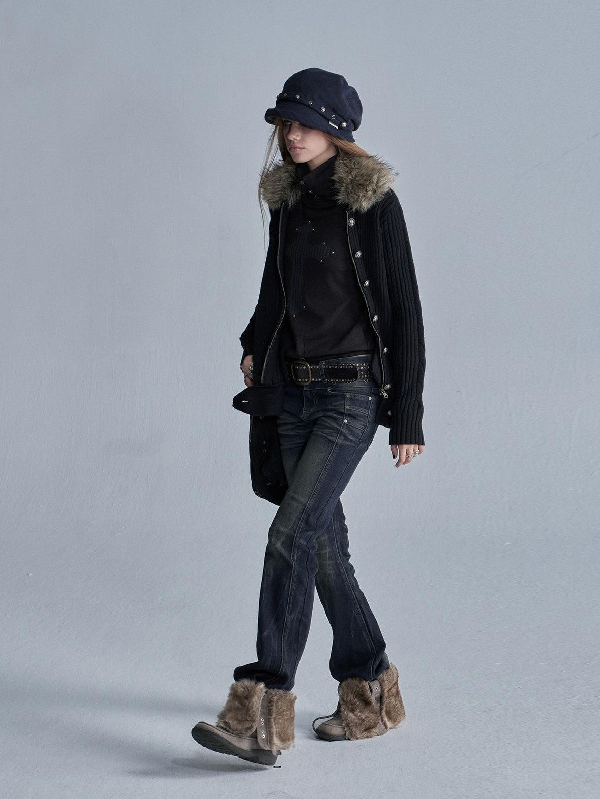 wear And tear Asymmetric Cable Knit Wool Blend Women&