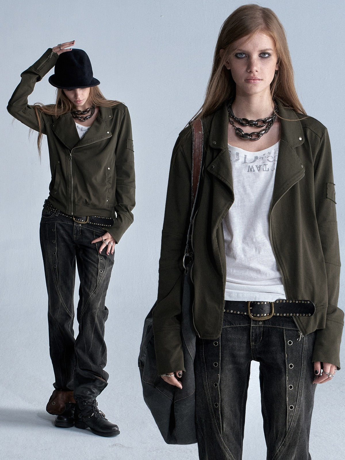 wear_And_tear_Asymmetric_Rivet_Panel_Zip_Collar_Women&