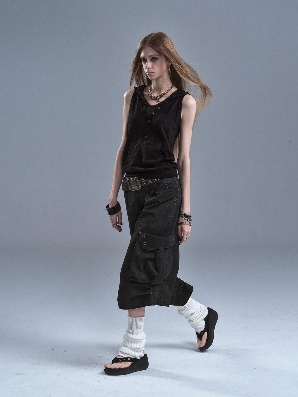 wear And tear Black Hooded Contrast Kangaroo Pocket Faux Layered Women&
