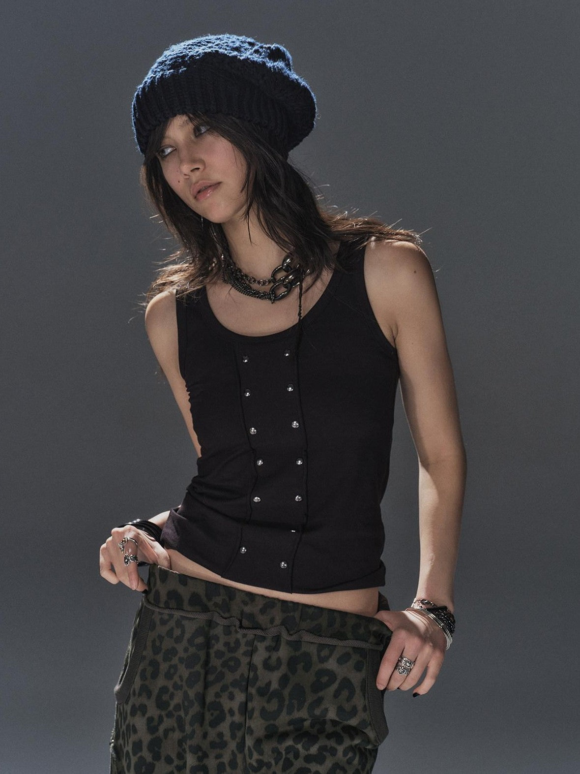 wear And tear Black Rhinestone Frayed Edge Street Punk Stretch Women&