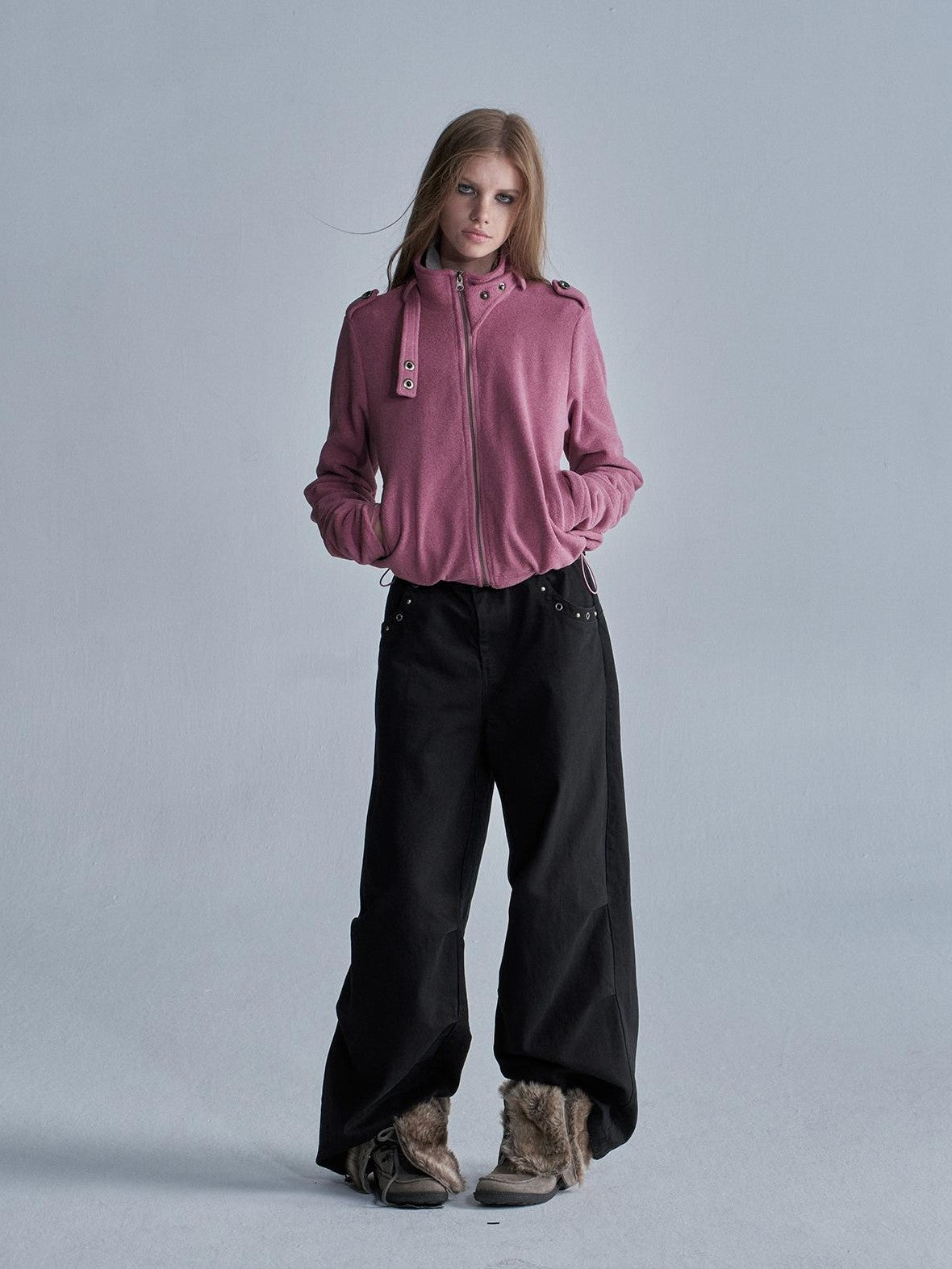 wear And tear Camouflage Studded Pocket Split Wash Streetwear Women&