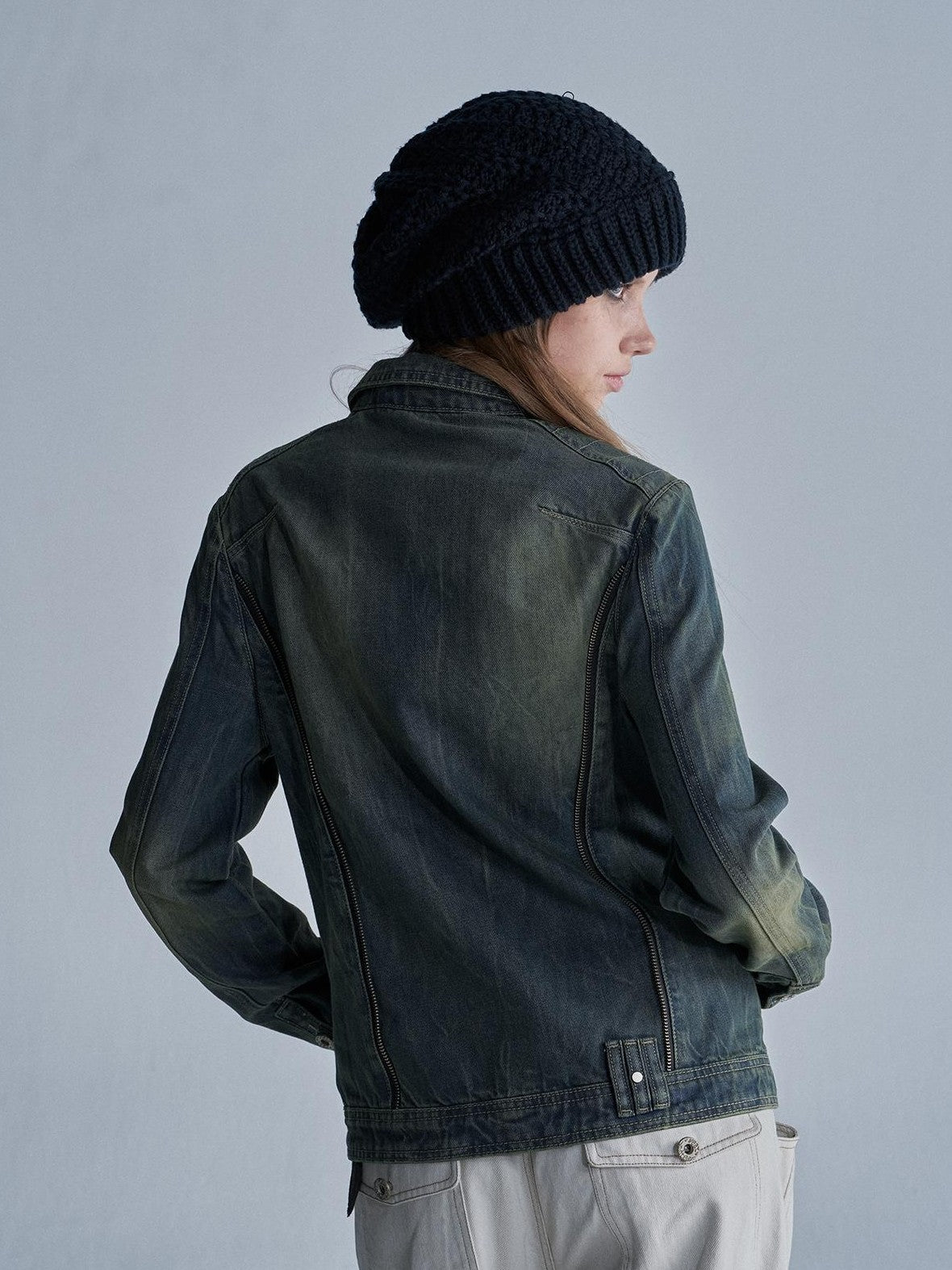 wear And tear Distressed Embroidered Studded Zip Slim Fit Women&