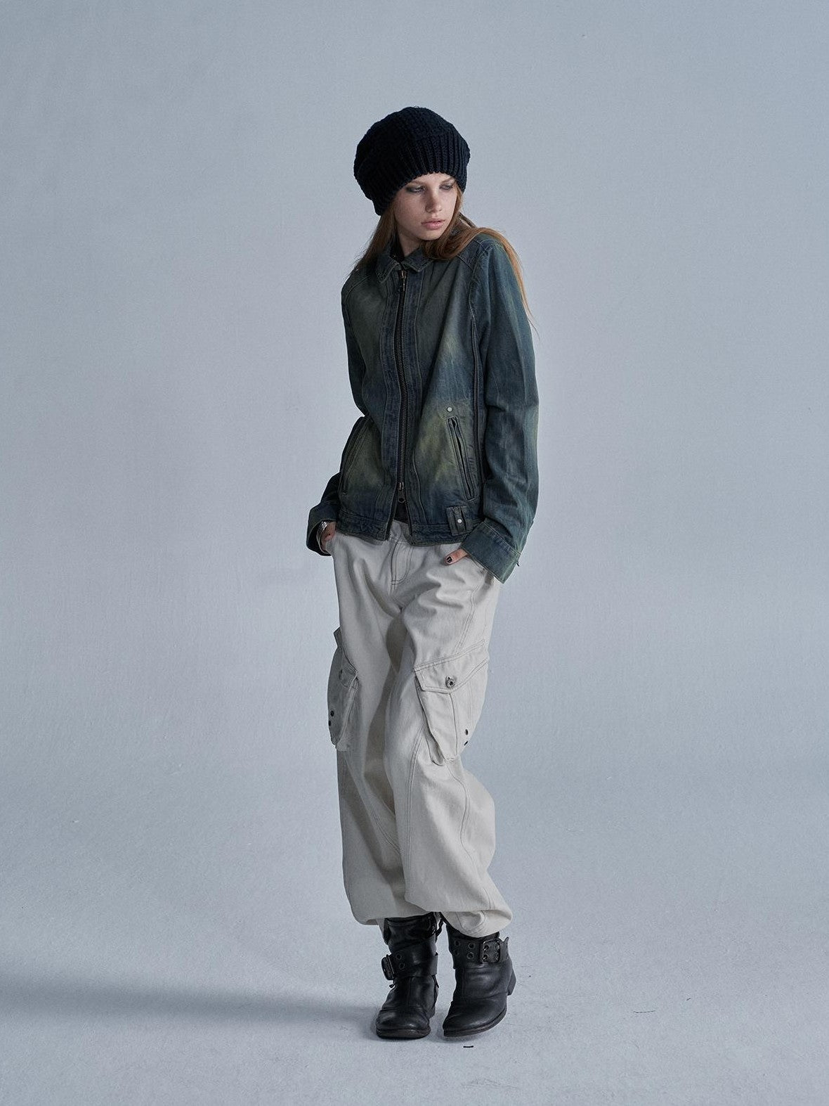 wear And tear Distressed Embroidered Studded Zip Slim Fit Women&