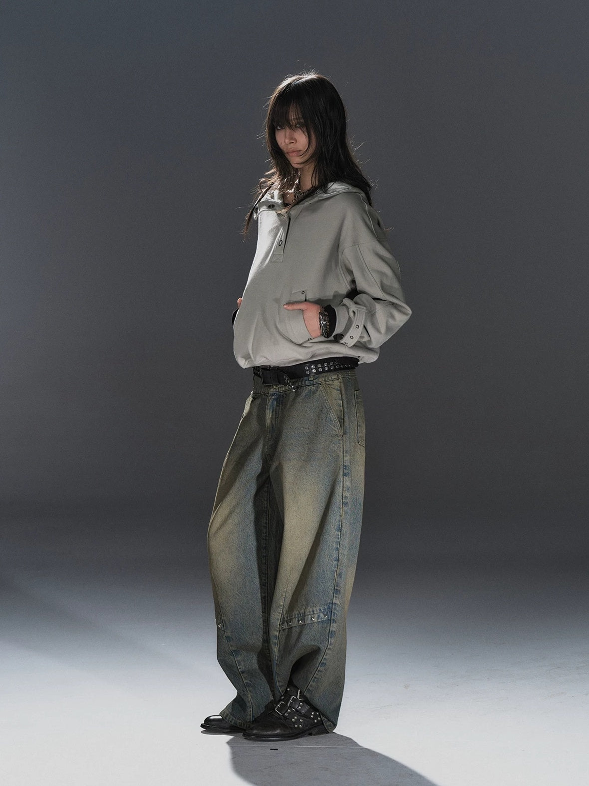 wear And tear Double Layer Leopard Cropped Oversized Punk Hooded Cotton Pocket Women Hoodies