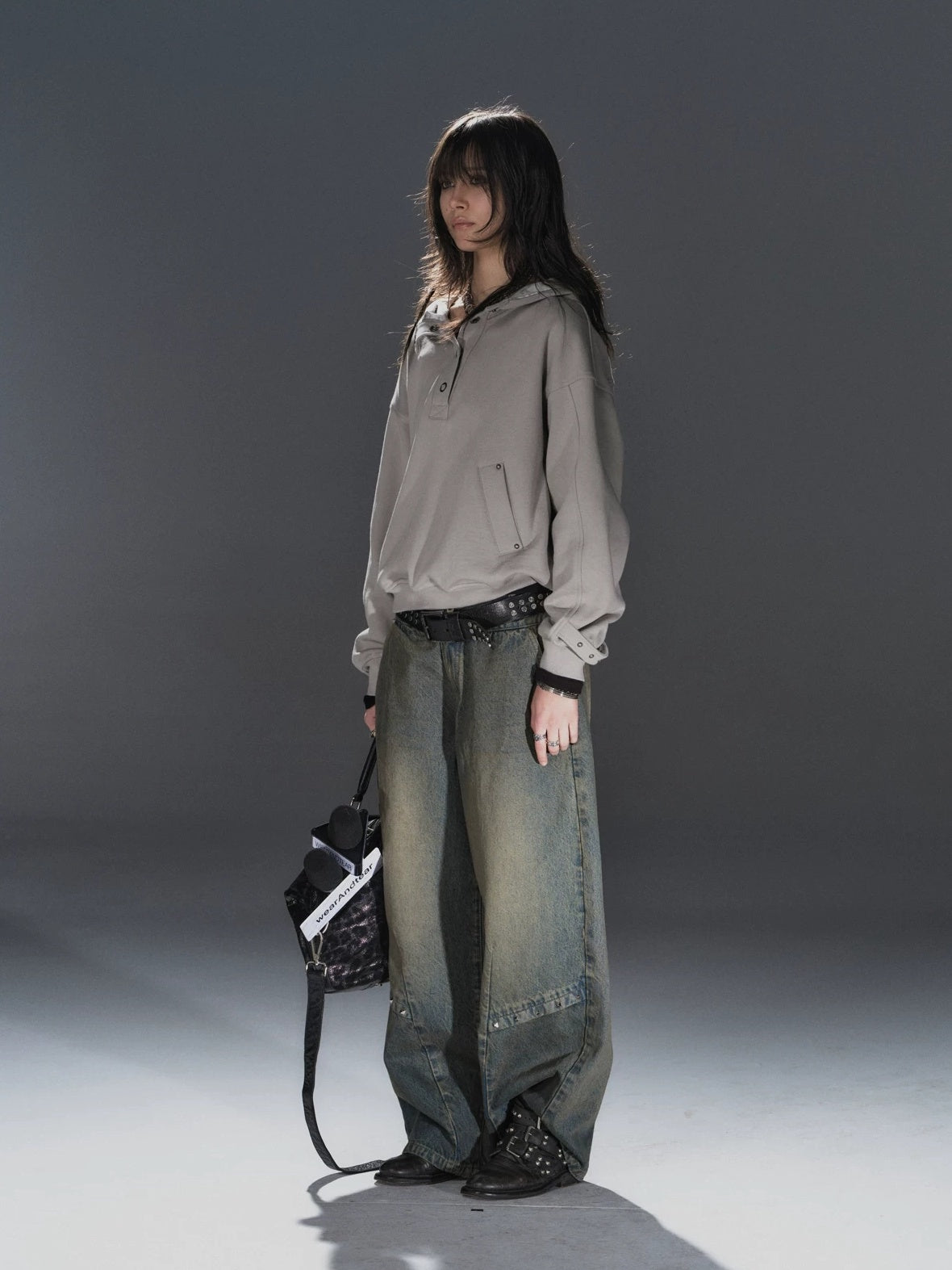 wear And tear Double Layer Leopard Cropped Oversized Punk Hooded Cotton Pocket Women Hoodies