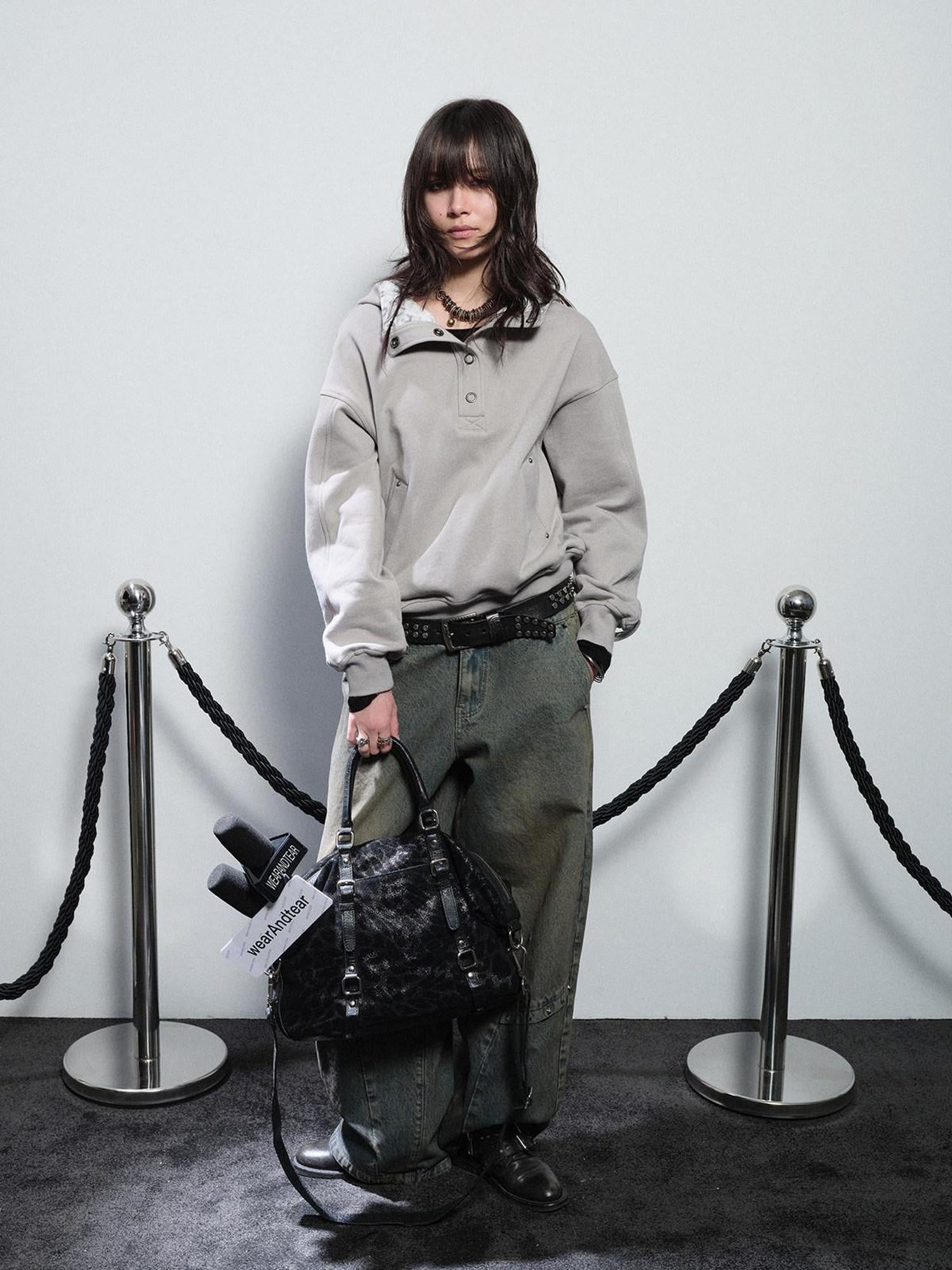 wear And tear Double Layer Leopard Cropped Oversized Punk Hooded Cotton Pocket Women Hoodies