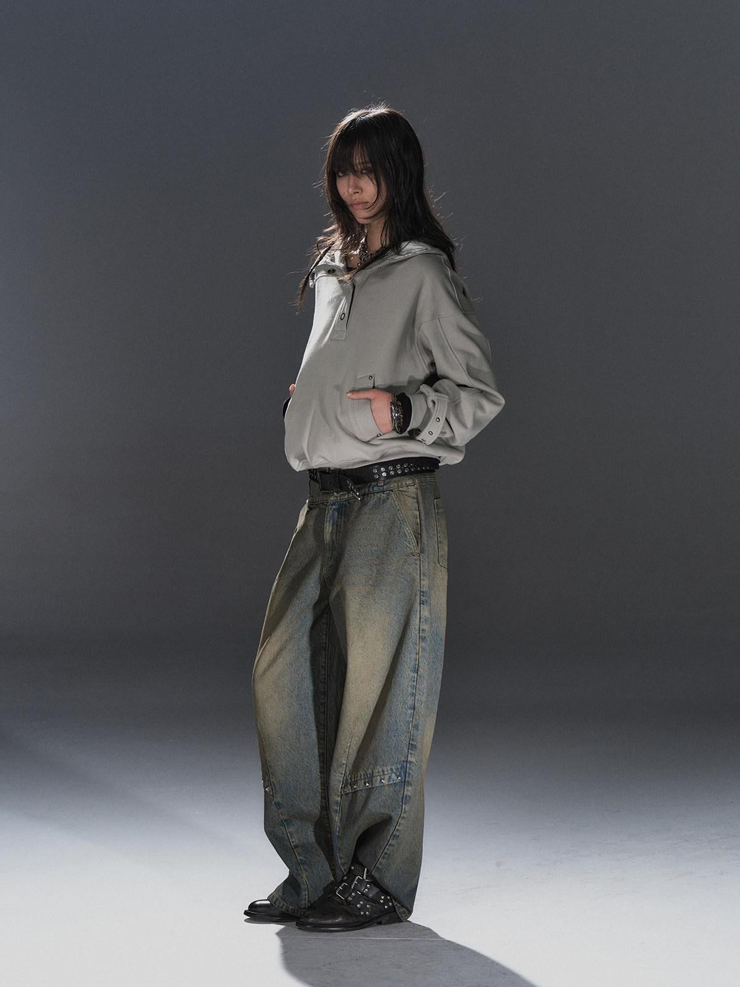 wear And tear Double Layer Leopard Cropped Oversized Punk Hooded Cotton Pocket Women Hoodies