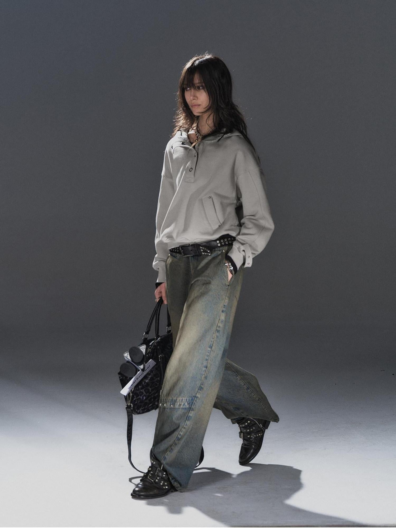 wear And tear Double Layer Leopard Cropped Oversized Punk Hooded Cotton Pocket Women Hoodies