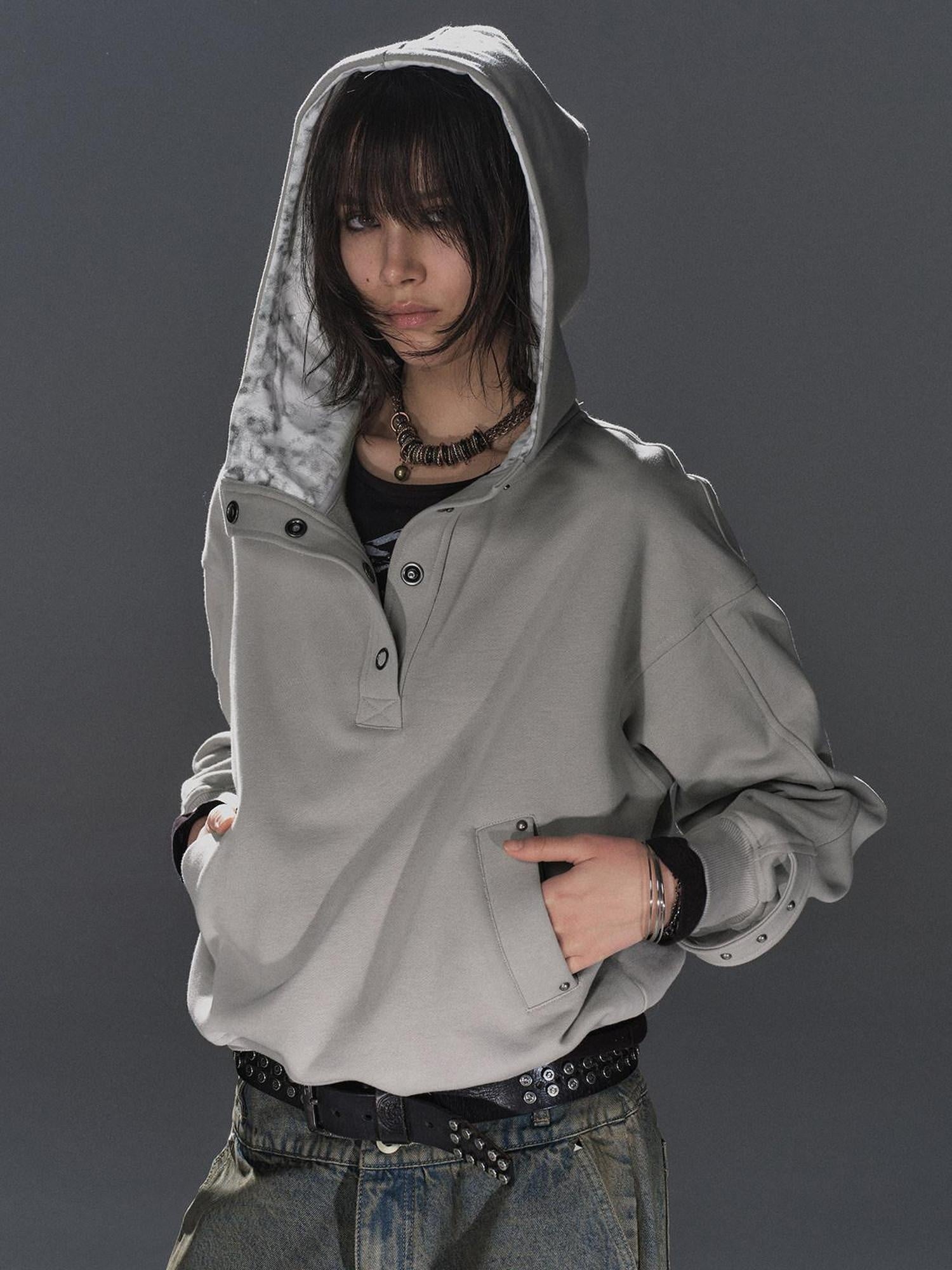 wear And tear Double Layer Leopard Cropped Oversized Punk Hooded Cotton Pocket Women Hoodies