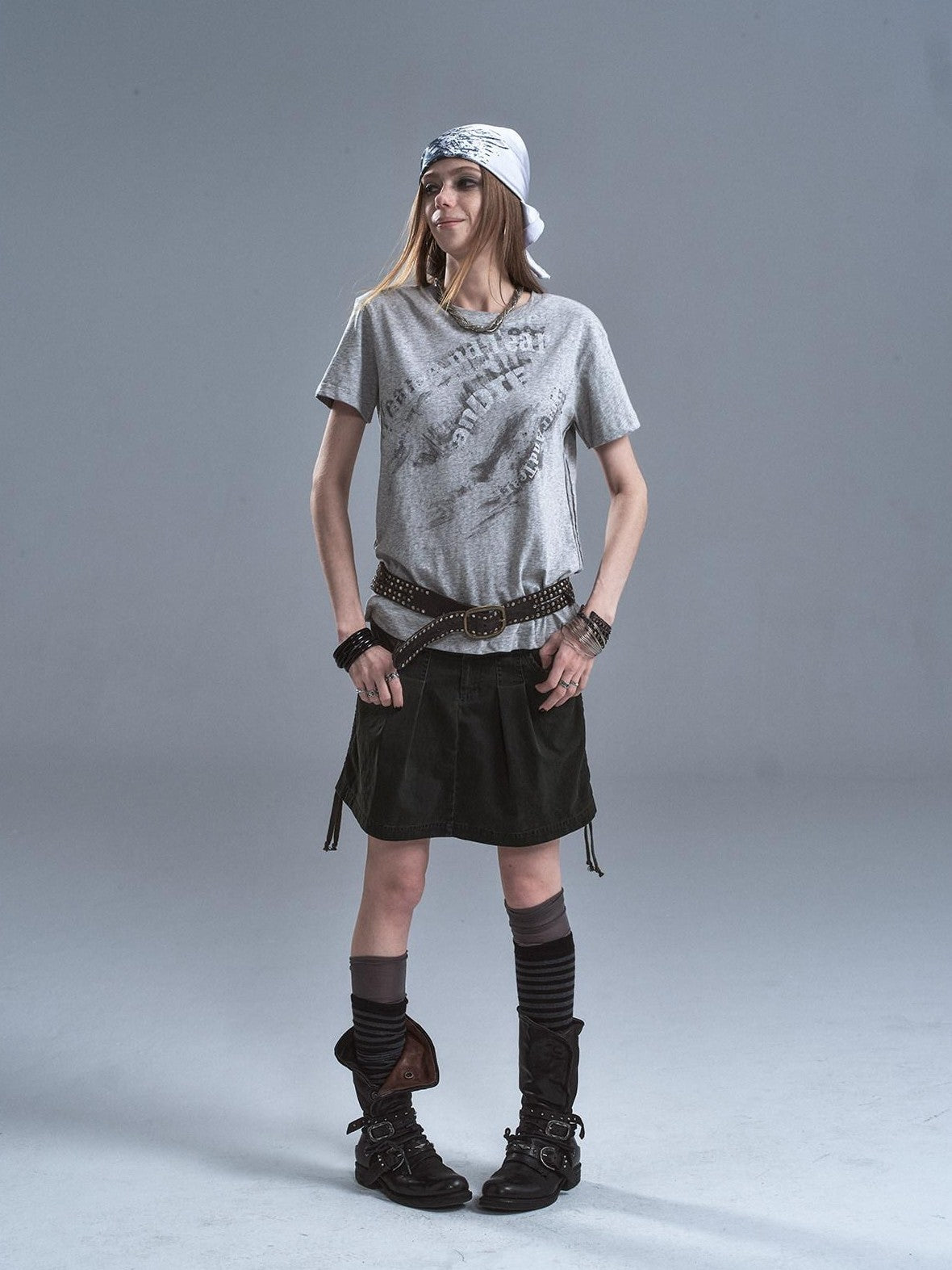 wear And tear Frayed Patchwork Metallic Print Layered Women&