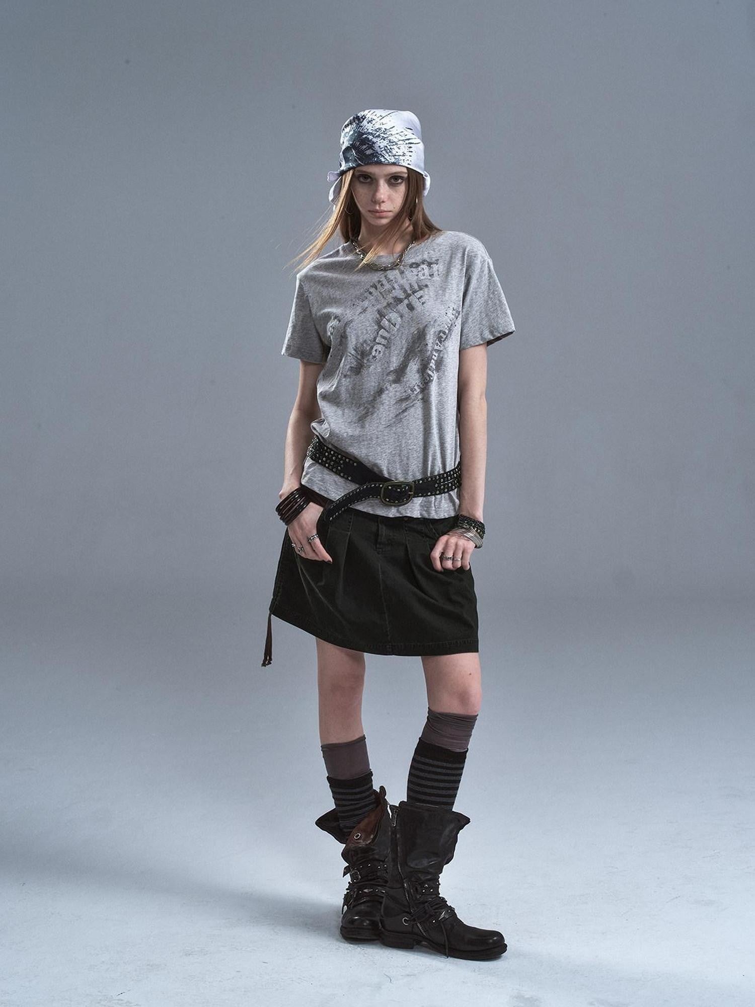 wear And tear Frayed Patchwork Metallic Print Layered Women&