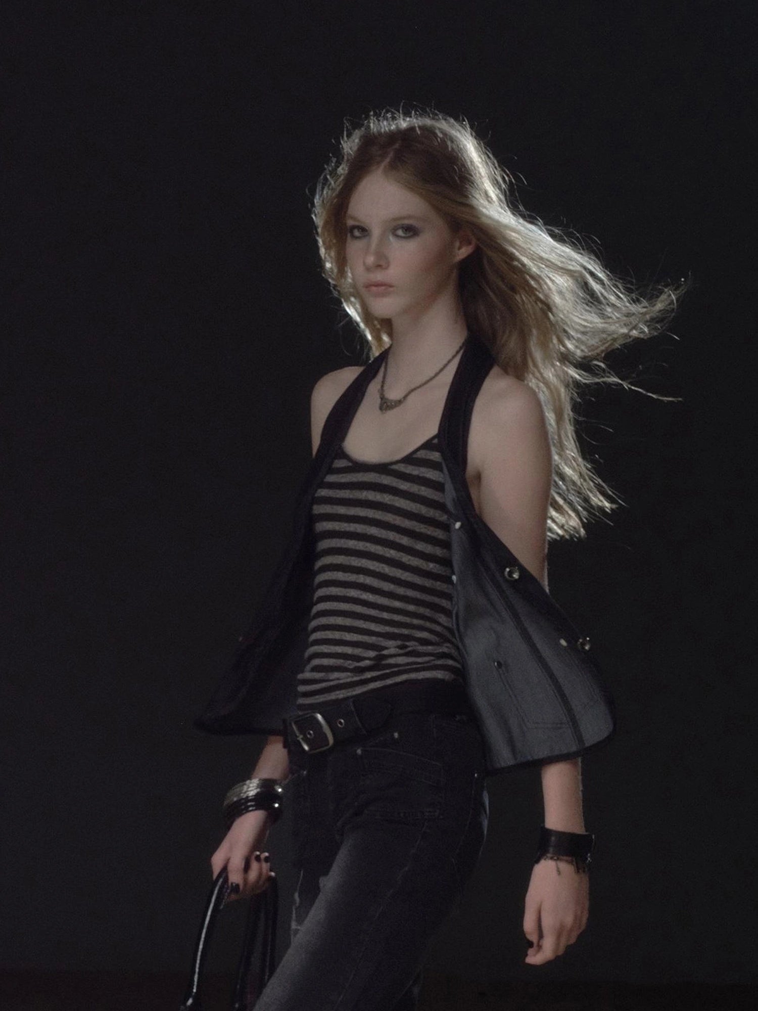 wear And tear Halter Neck Layered Ribbed Vest