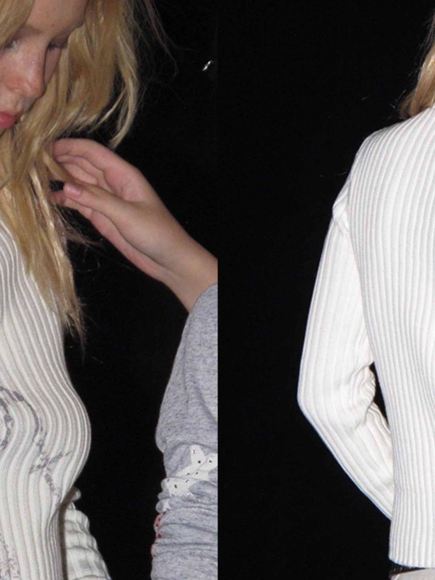 wear And tear Ribbed White Punk Zip Neck Sweater