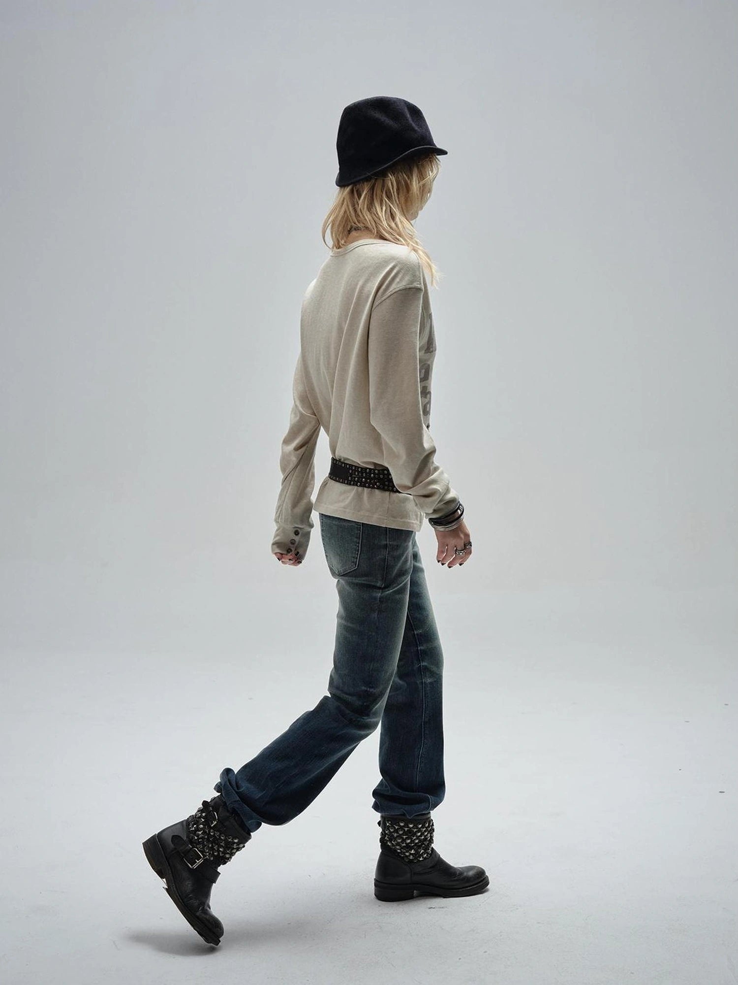 wear And tear Vintage Blue Washed Stretch Flared Jeans