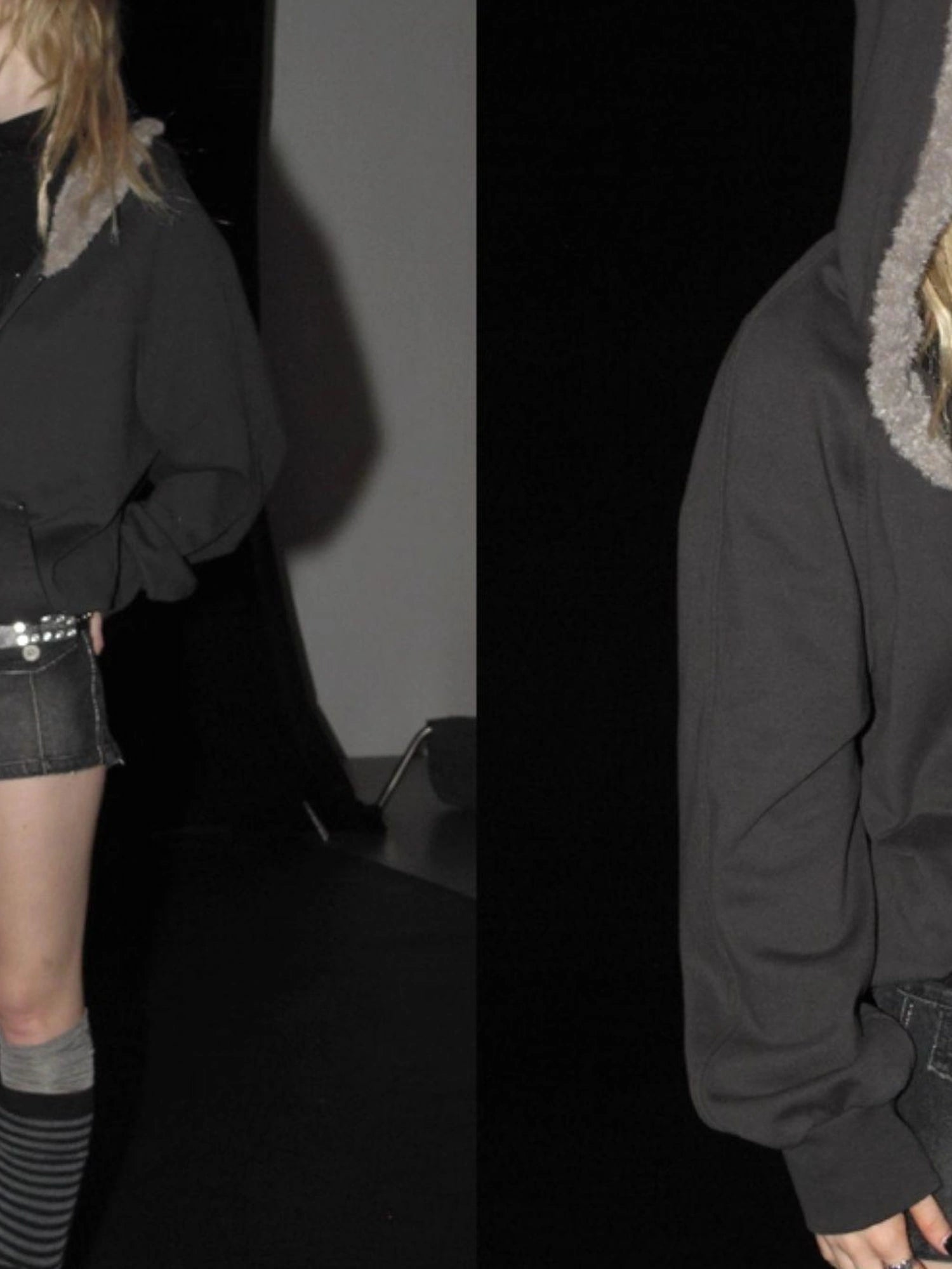 wear And tear Wear And Tear Fleece Hoodie With Snap Front And Studs