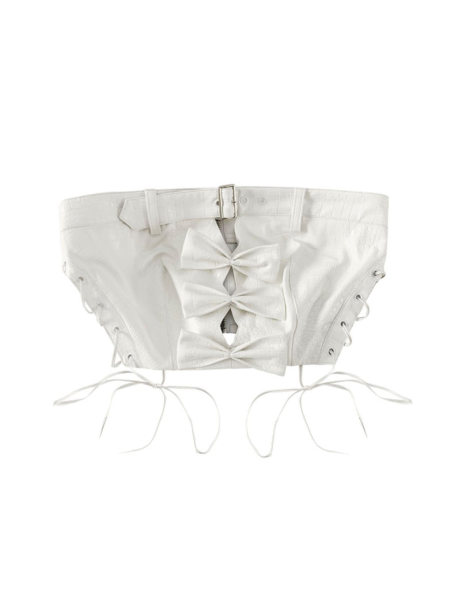 WSW WUSHENWU Angry Diamond Leather Corset Bustier Top Adjustable Straps
