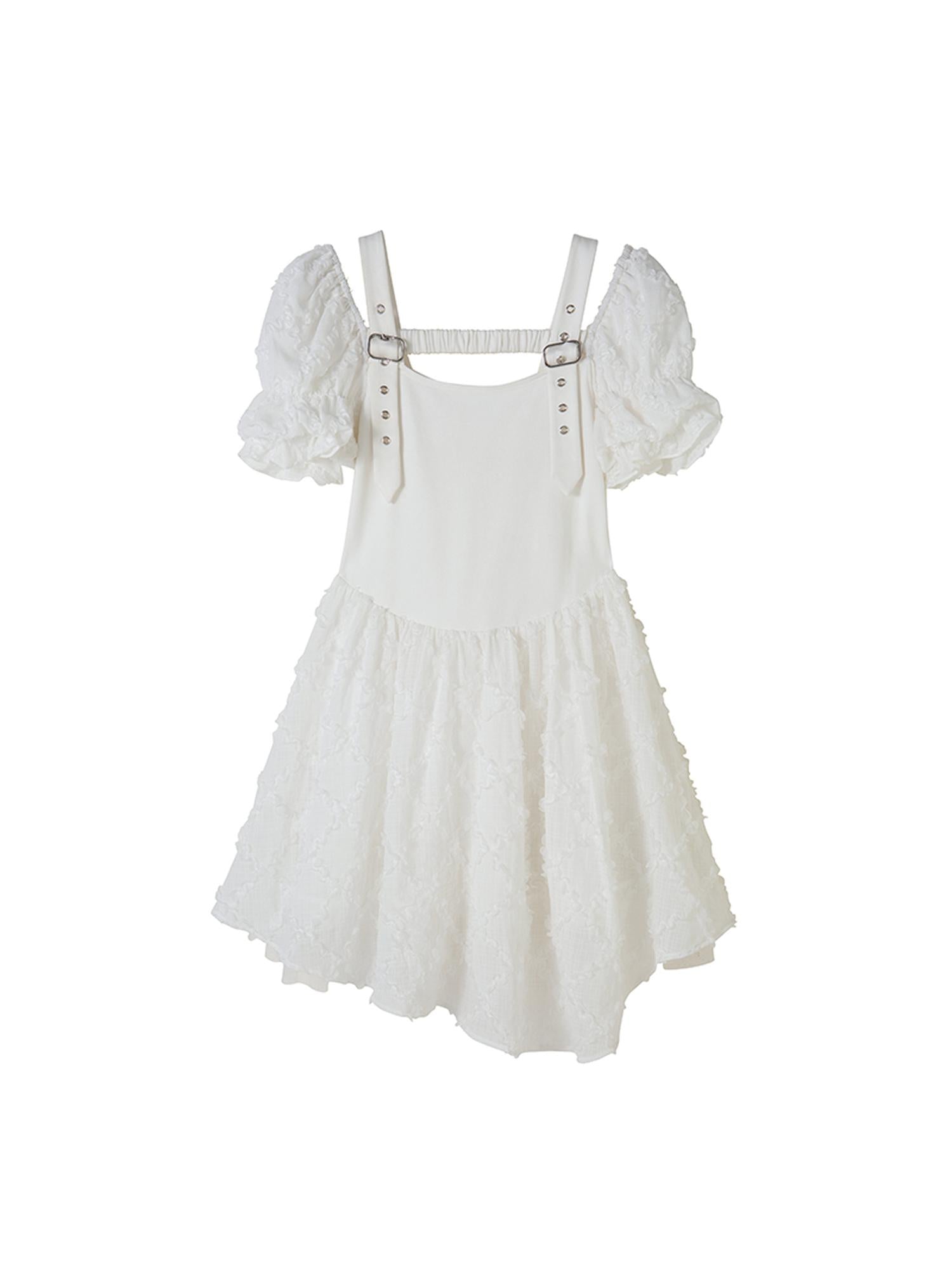 DIDDI MODA Bubble Sleeve Corset Waist A Line Mini Dress