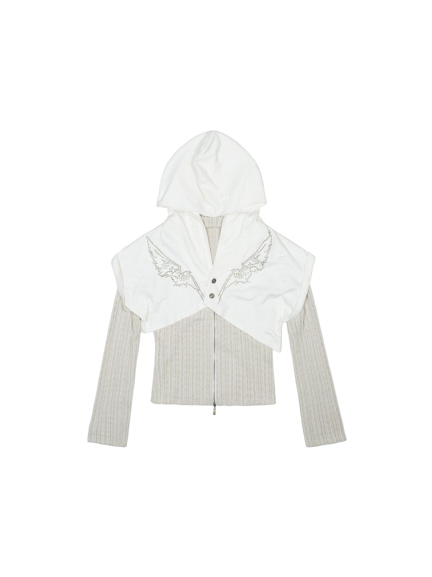 ARIADNAw Ariadna Winged Diamond Punk Hooded Streetwear Jacket