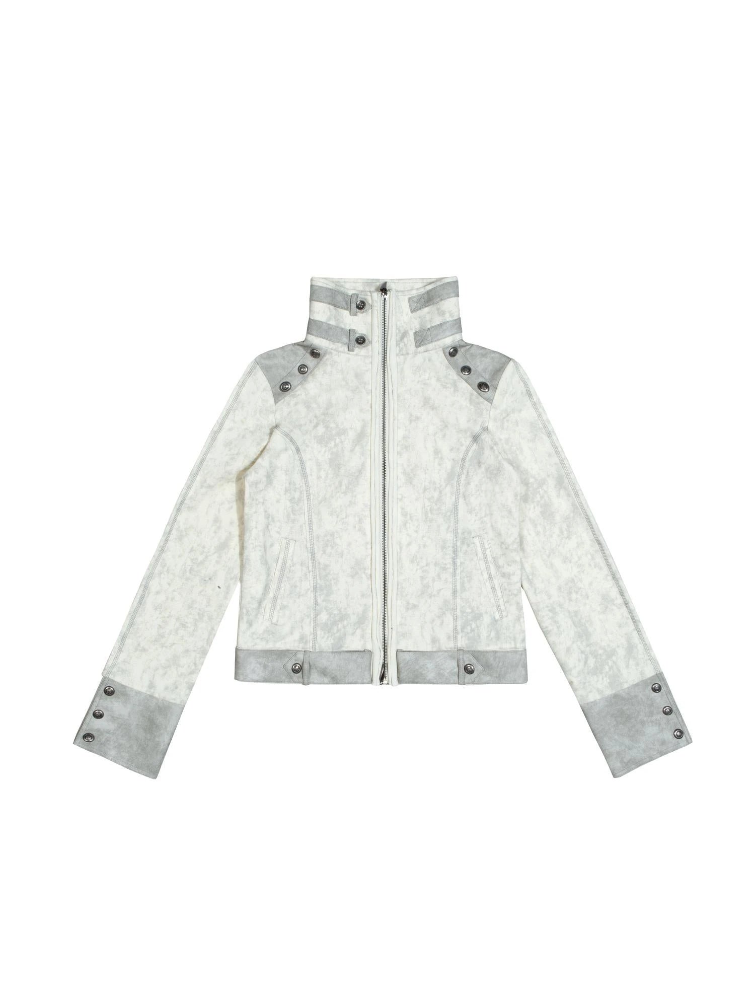 Ariadna Patchwork Punk High Neck Sporty Industrial Jacket