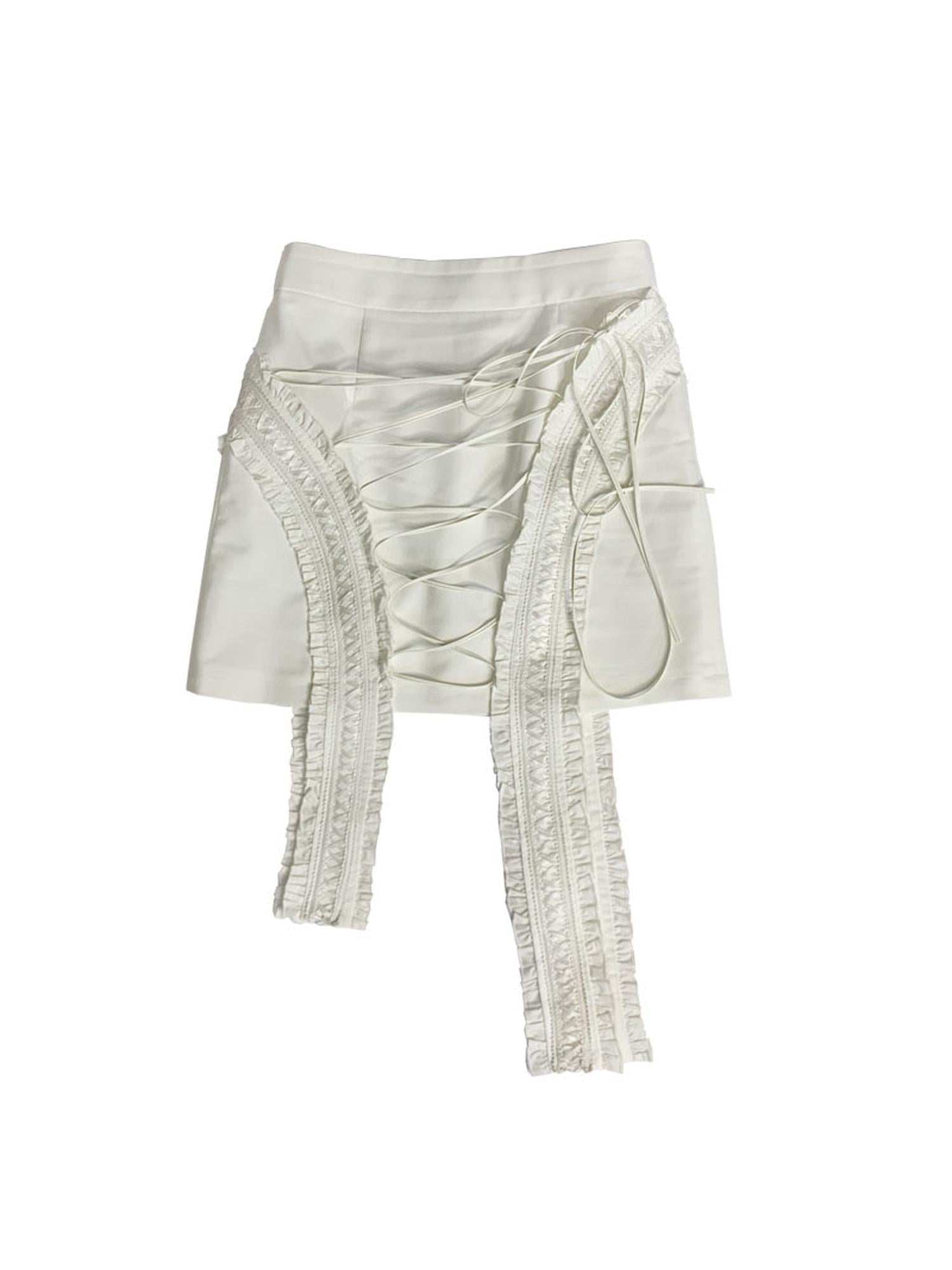 WSW WUSHENWU Pure White Layered Straps Bodycon Skirt