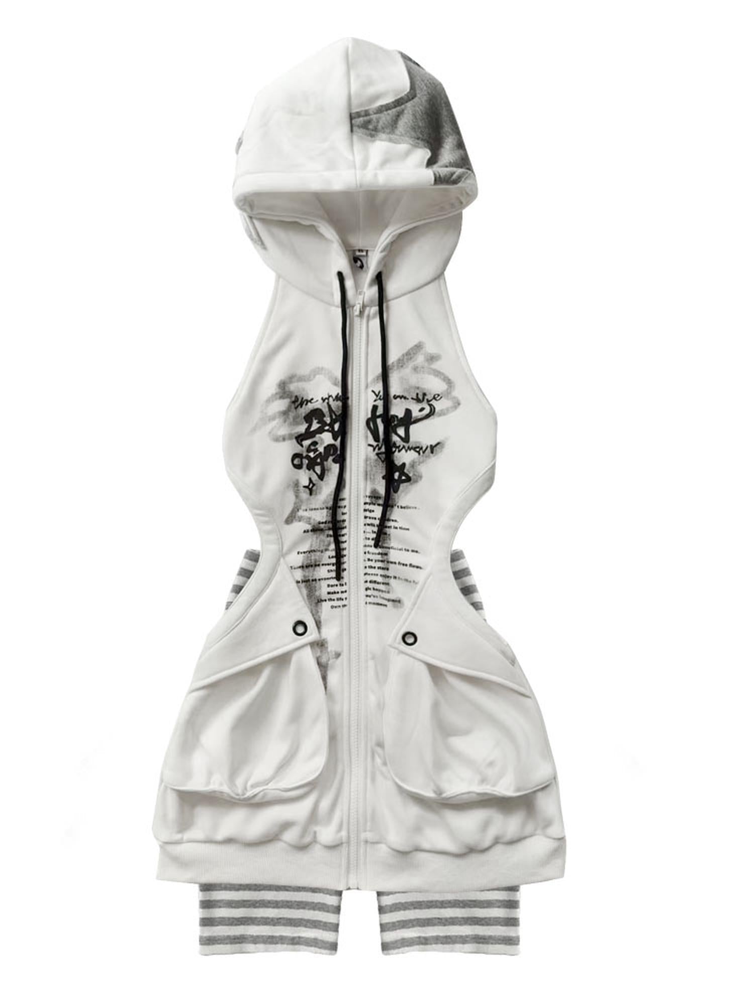 WSW WUSHENWU Sleepy Hollow Punk Cutout Hoodie Dress Set