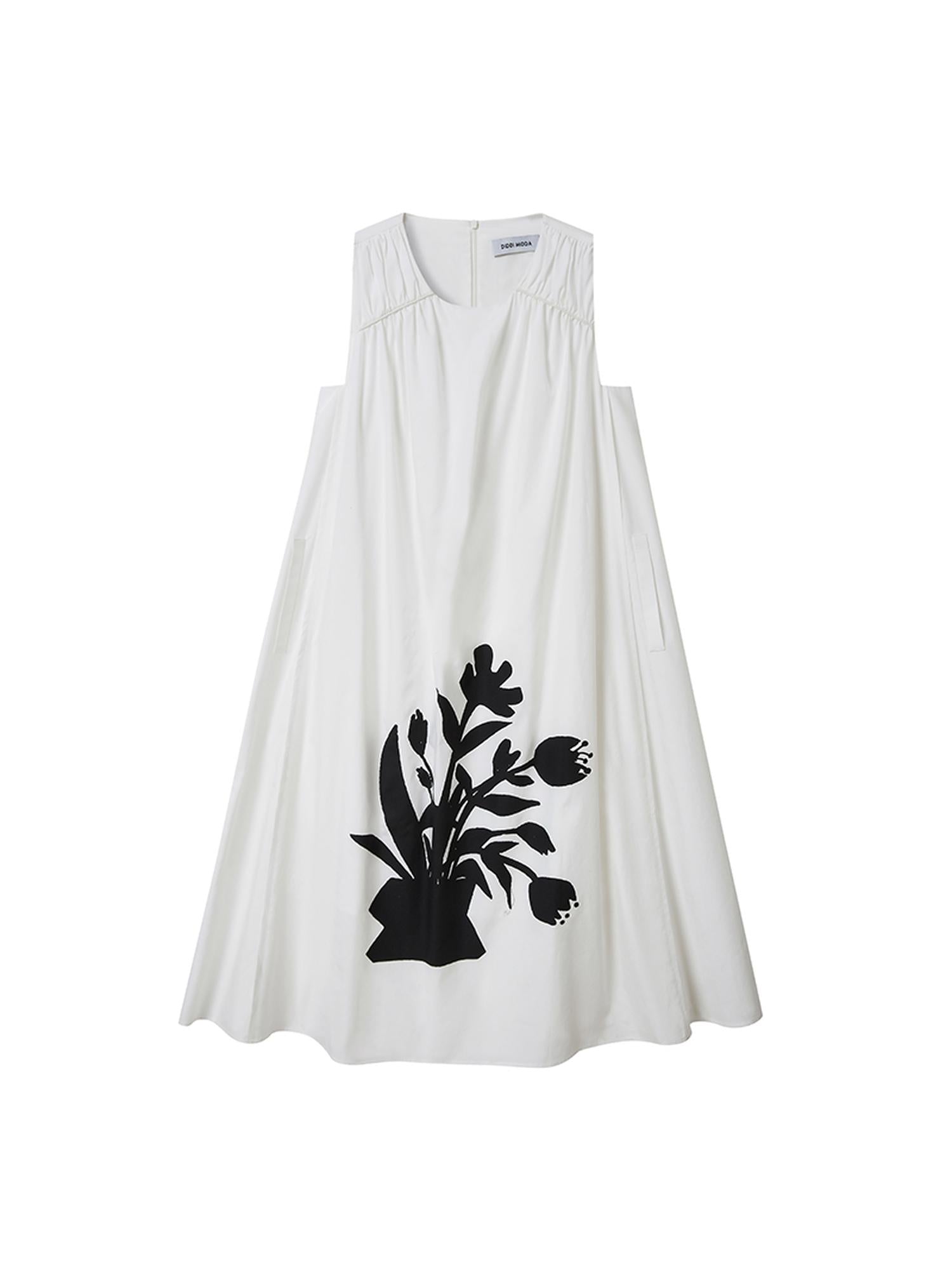 DIDDI MODA Floral Silver V Neck Vacation A Line Dress