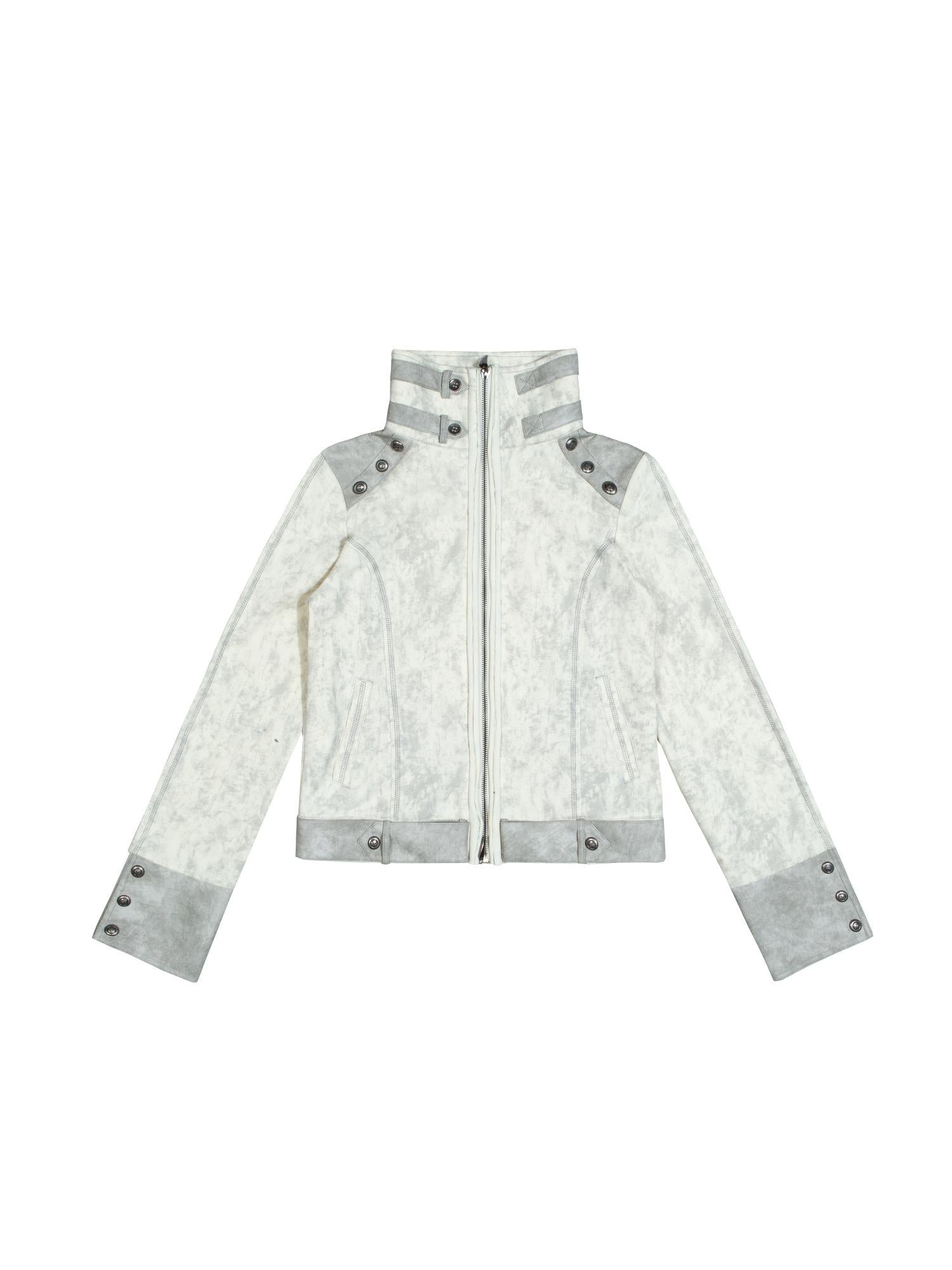 ARIADNAw Ariadna Patchwork Punk High Neck Sporty Industrial Jacket