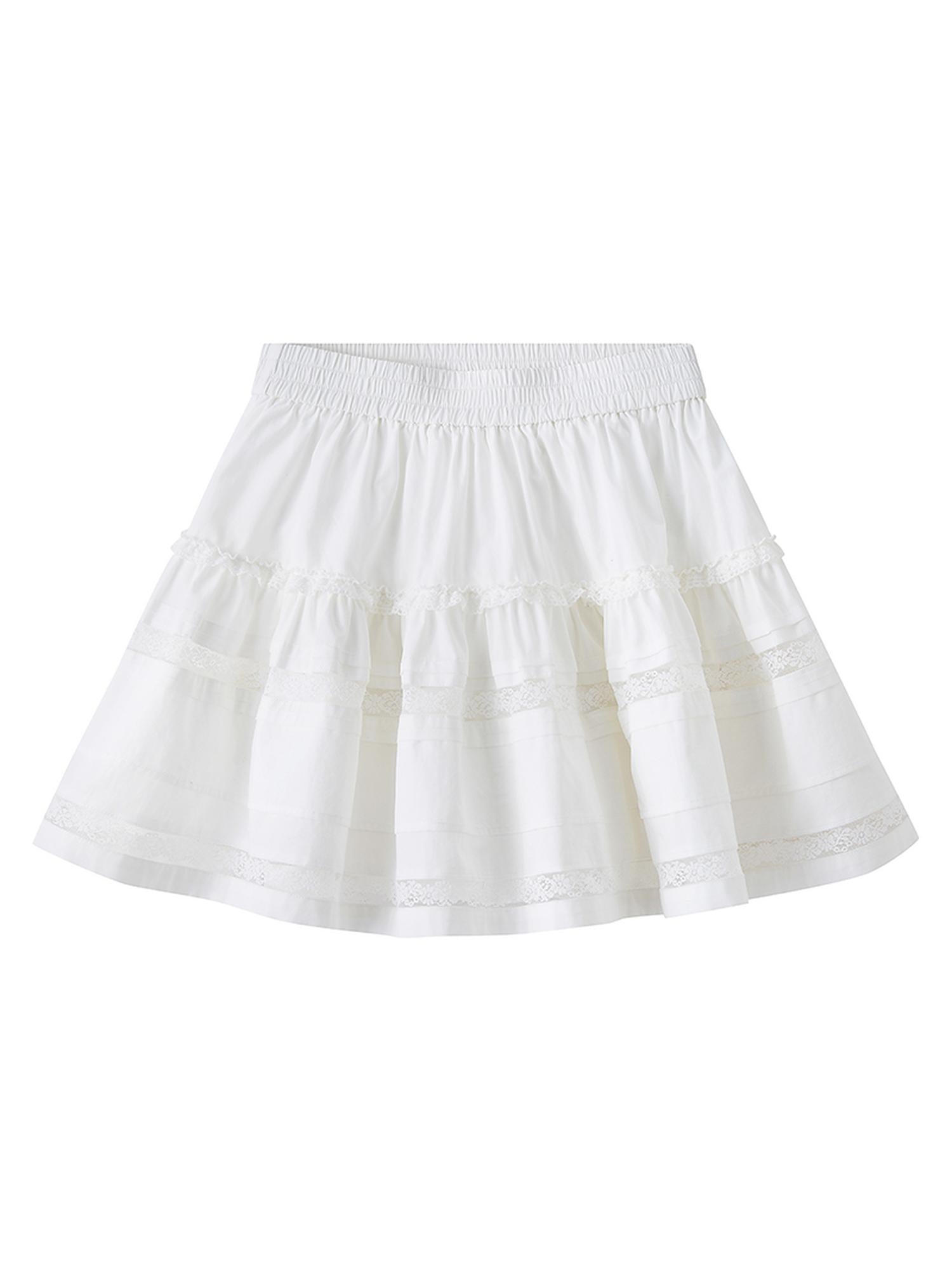 DIDDI MODA Elegant Lace Tiered Mini Skirt With Floral Detailing