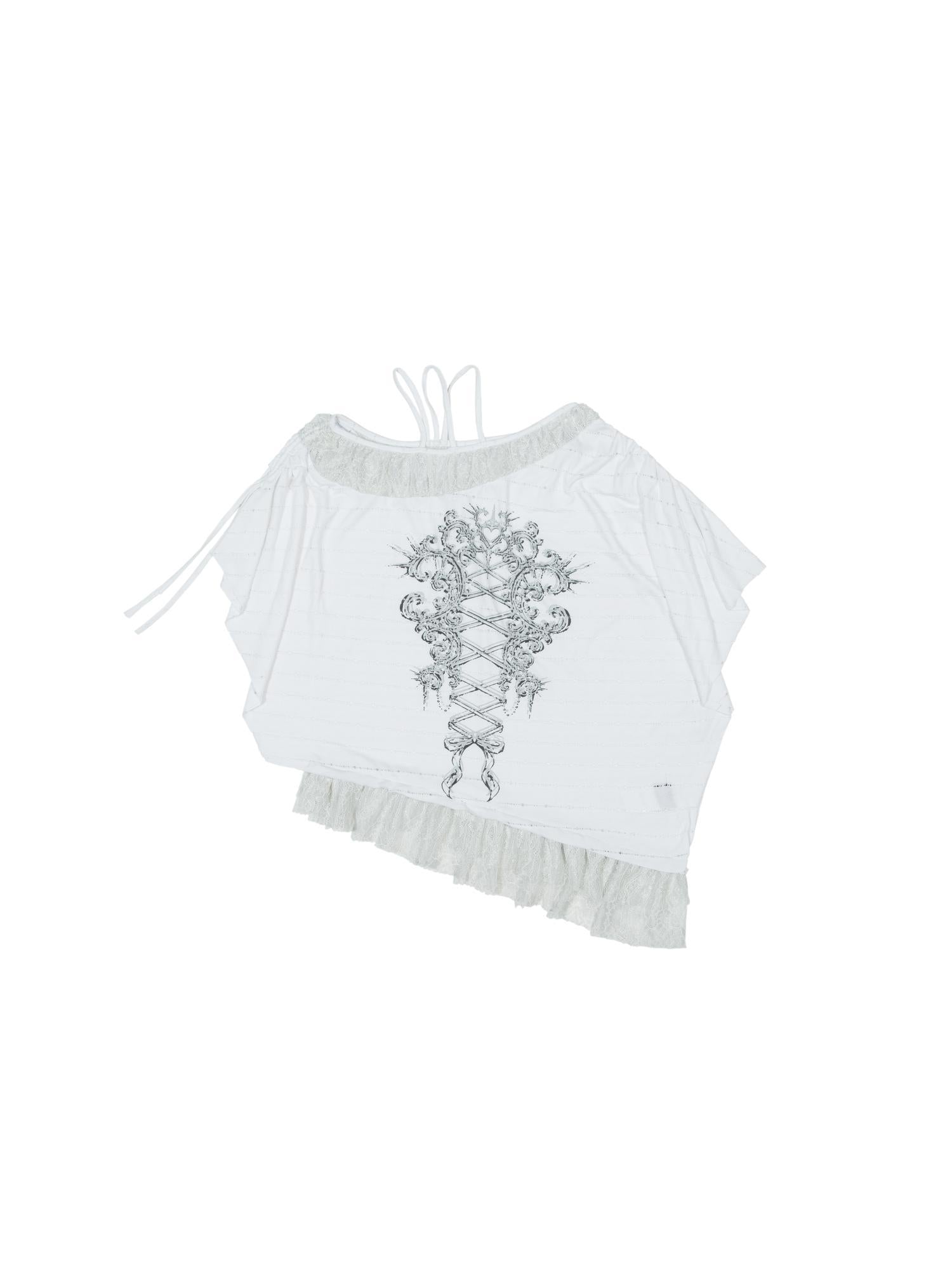 Punk Revival Batwing Lace Tee Vintage Summer Top