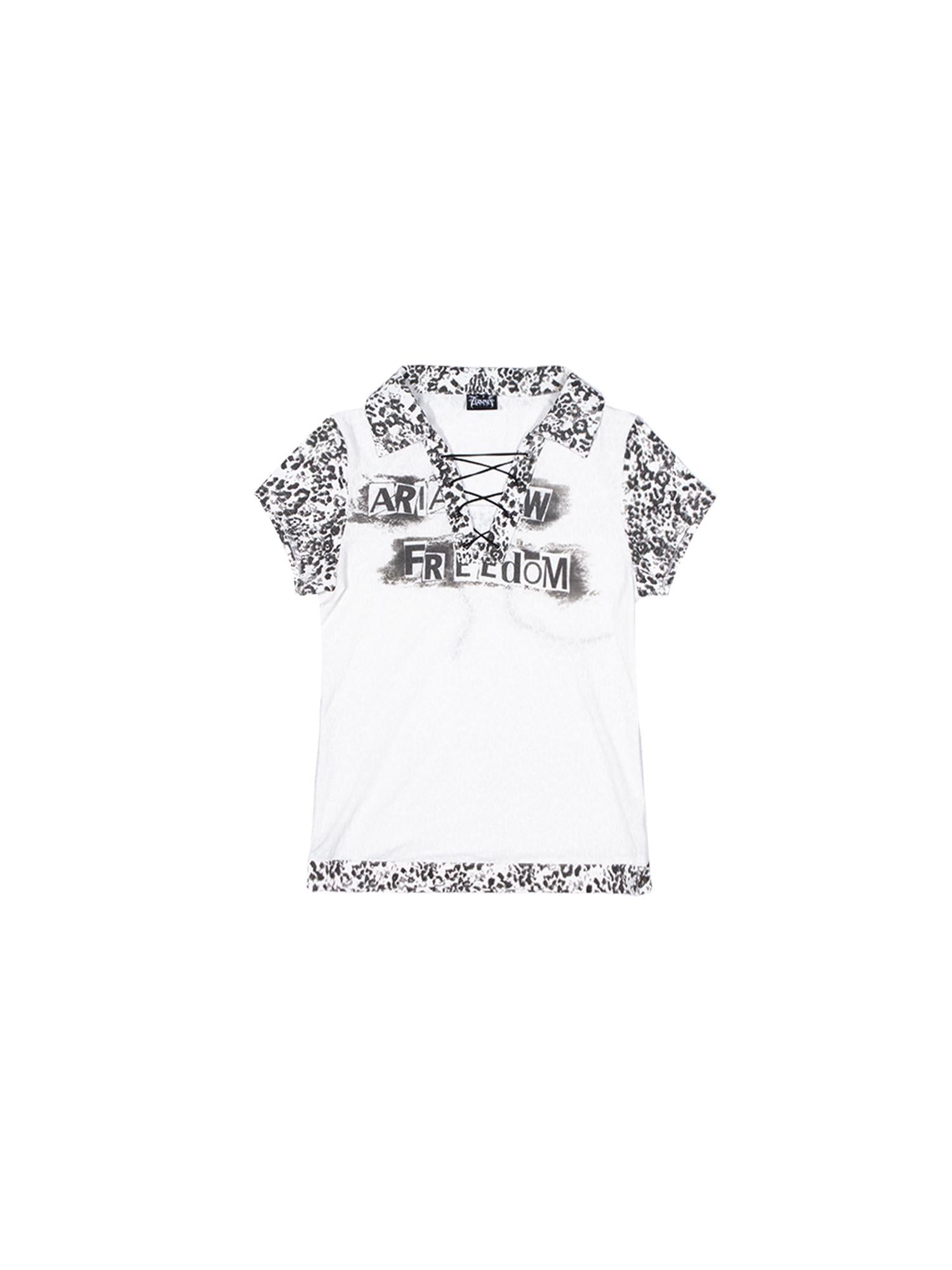 ARIADNAw Punk Rock Polo Tee Ariadnaw Print Summer Streetwear