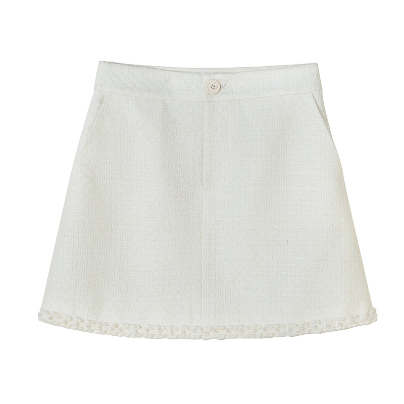 DIDDI MODA Classic High Waist A Line Skirt Slimming Black Beige