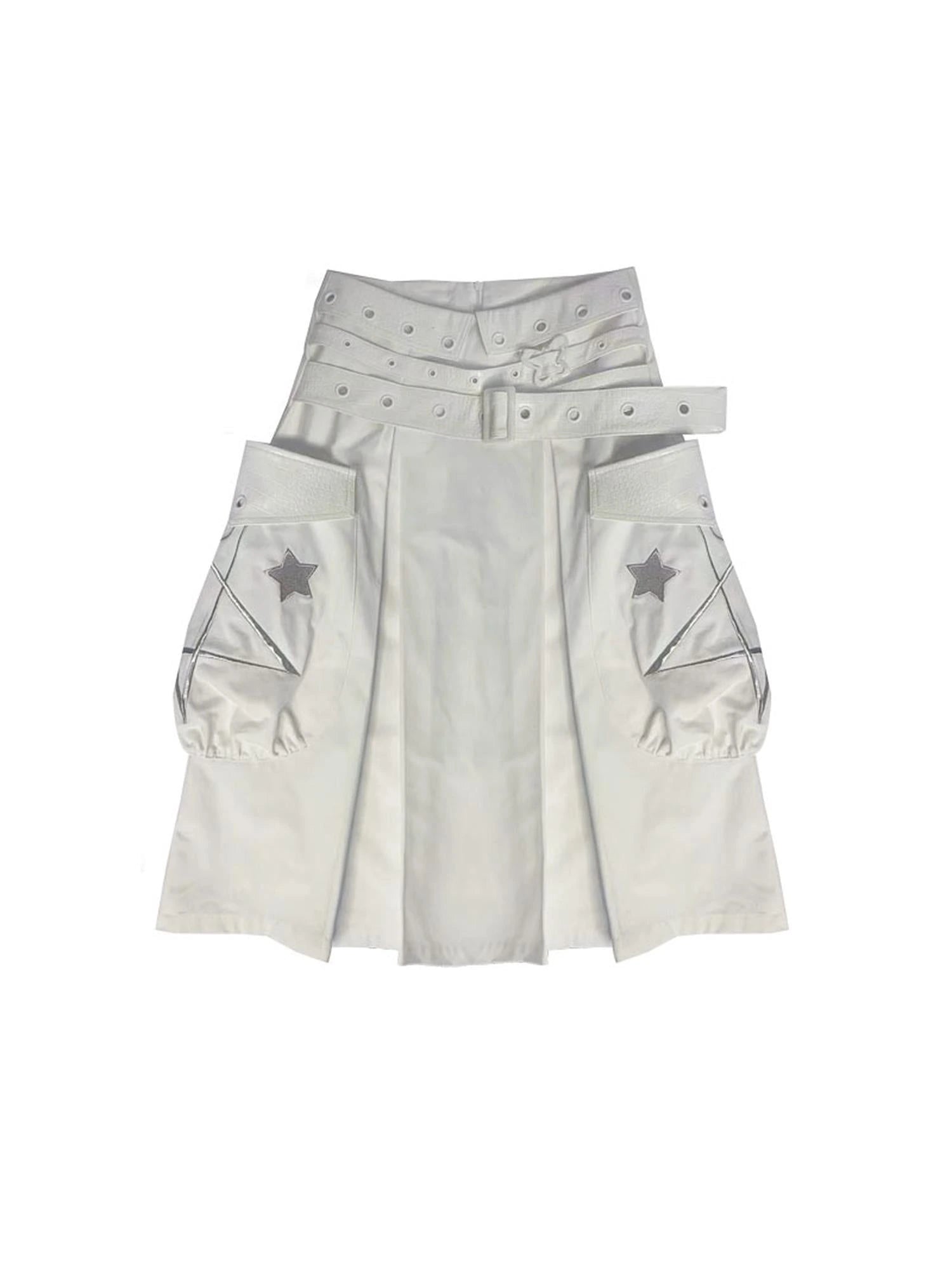 Origami Trail White Low Rise Pleated Skirt