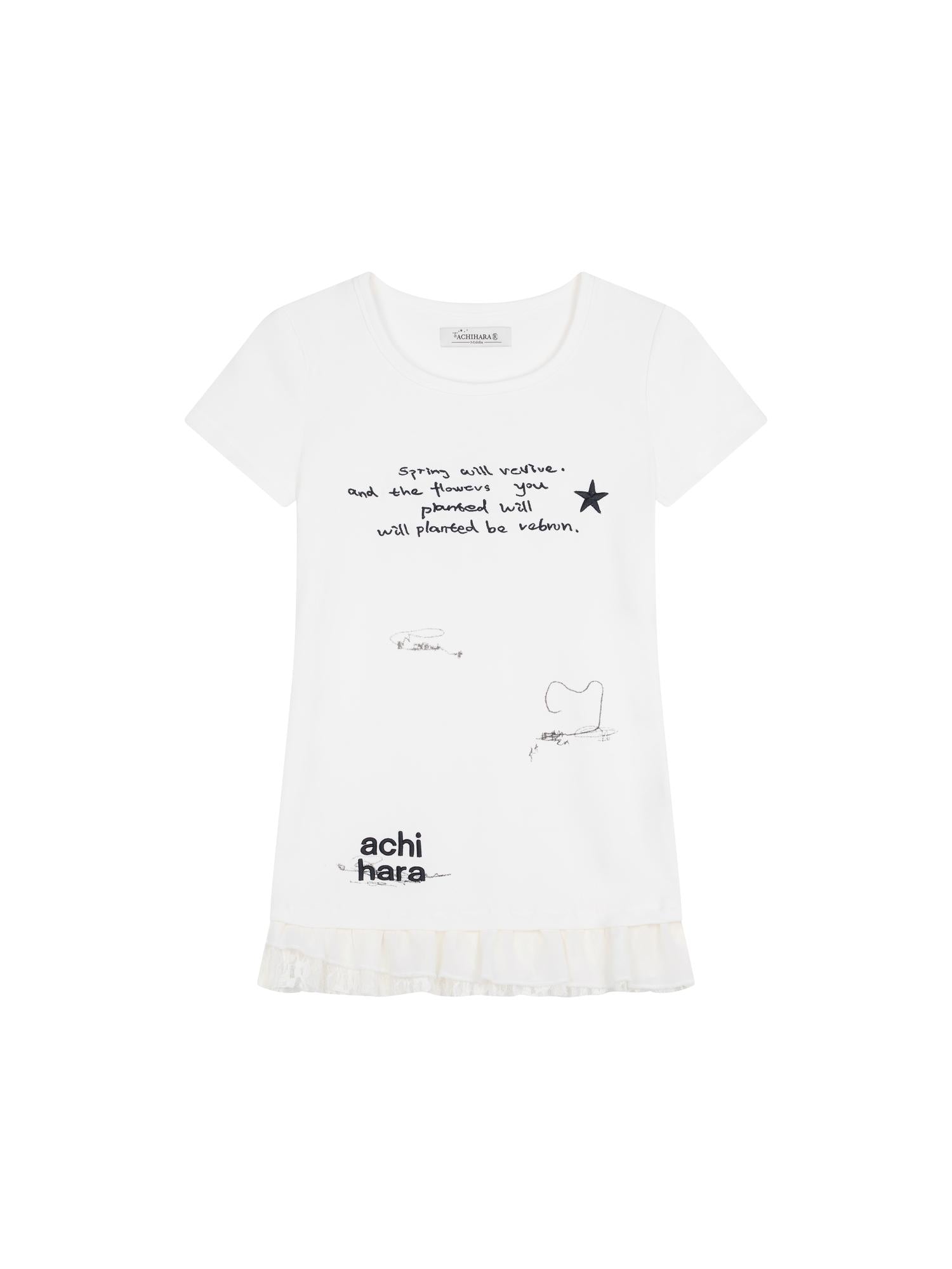 Achihara Time Bandage Lace Short Sleeve T-Shirt