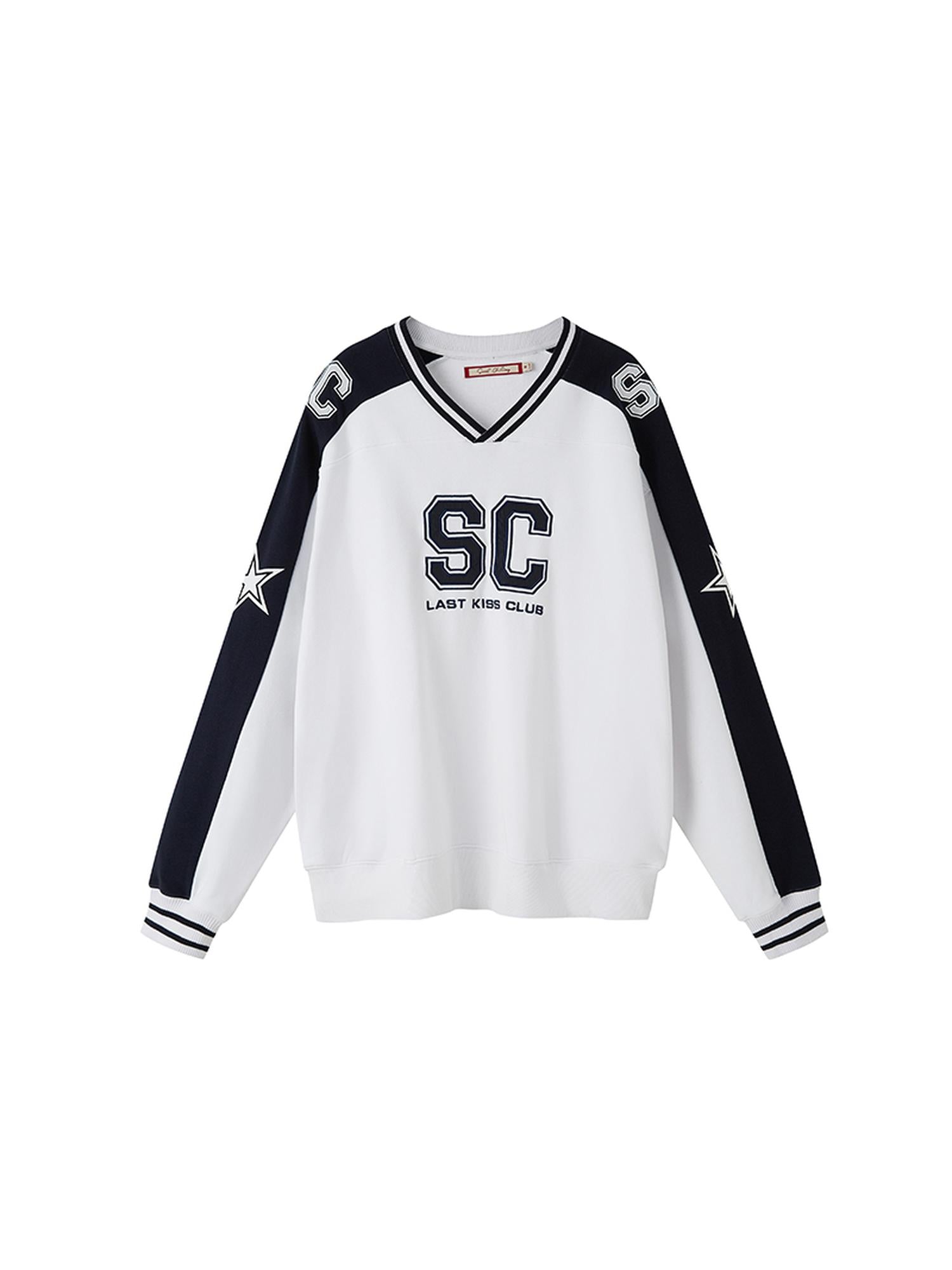 SweetChilling Oversize Rugby Embroidered Print Fleece Hoodie