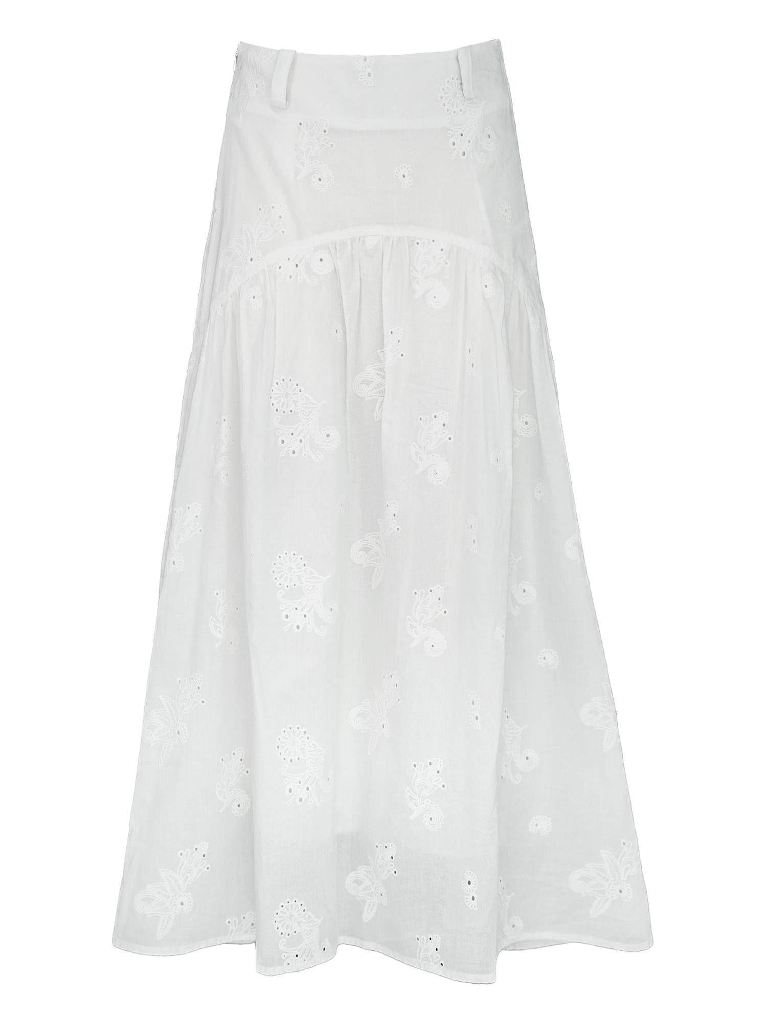 STRIKE A POSE Summer Date Flowy Midi Skirt French Waist Cotton Skirts
