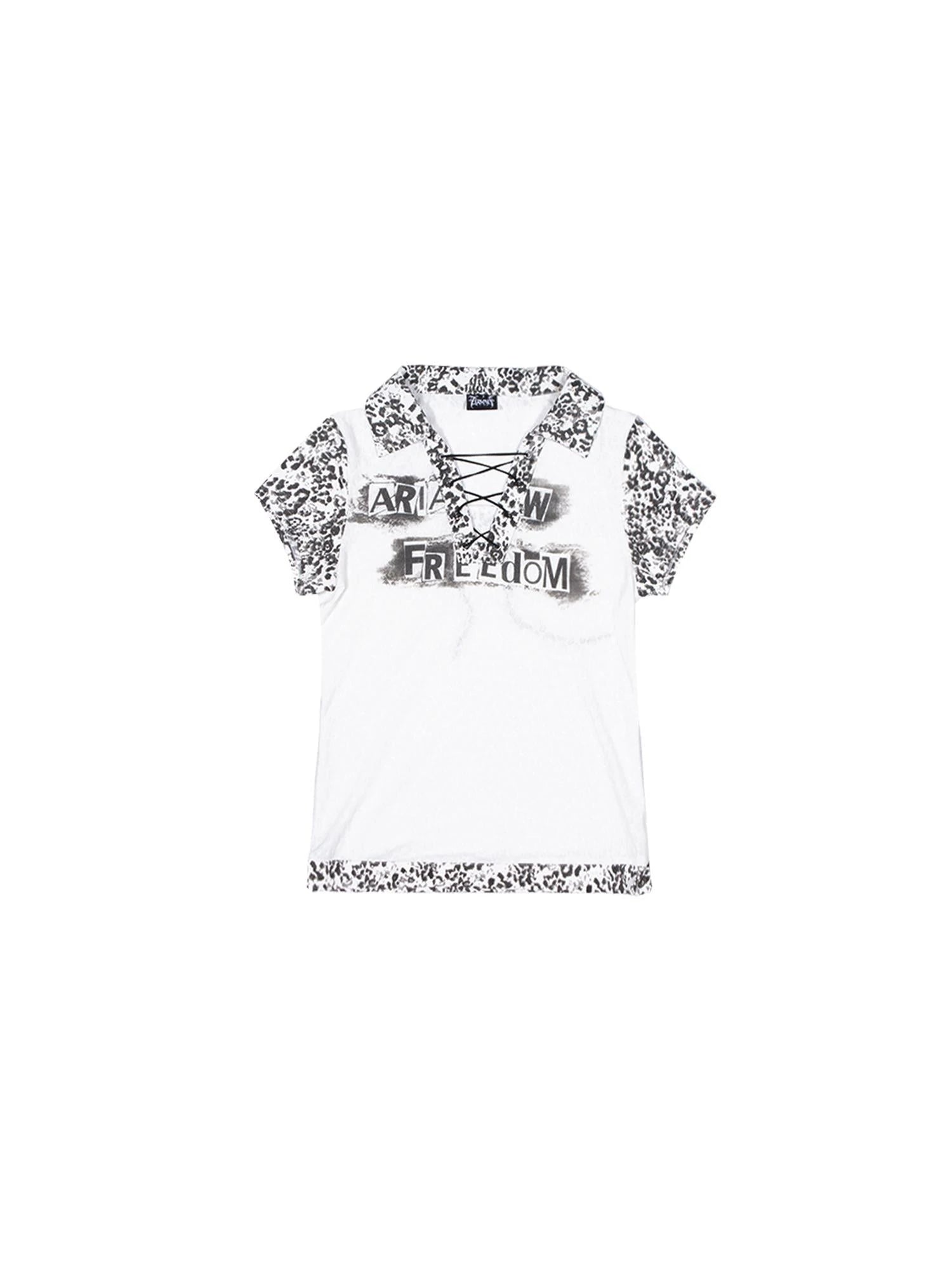 Punk Rock Polo Tee Ariadnaw Print Summer Streetwear
