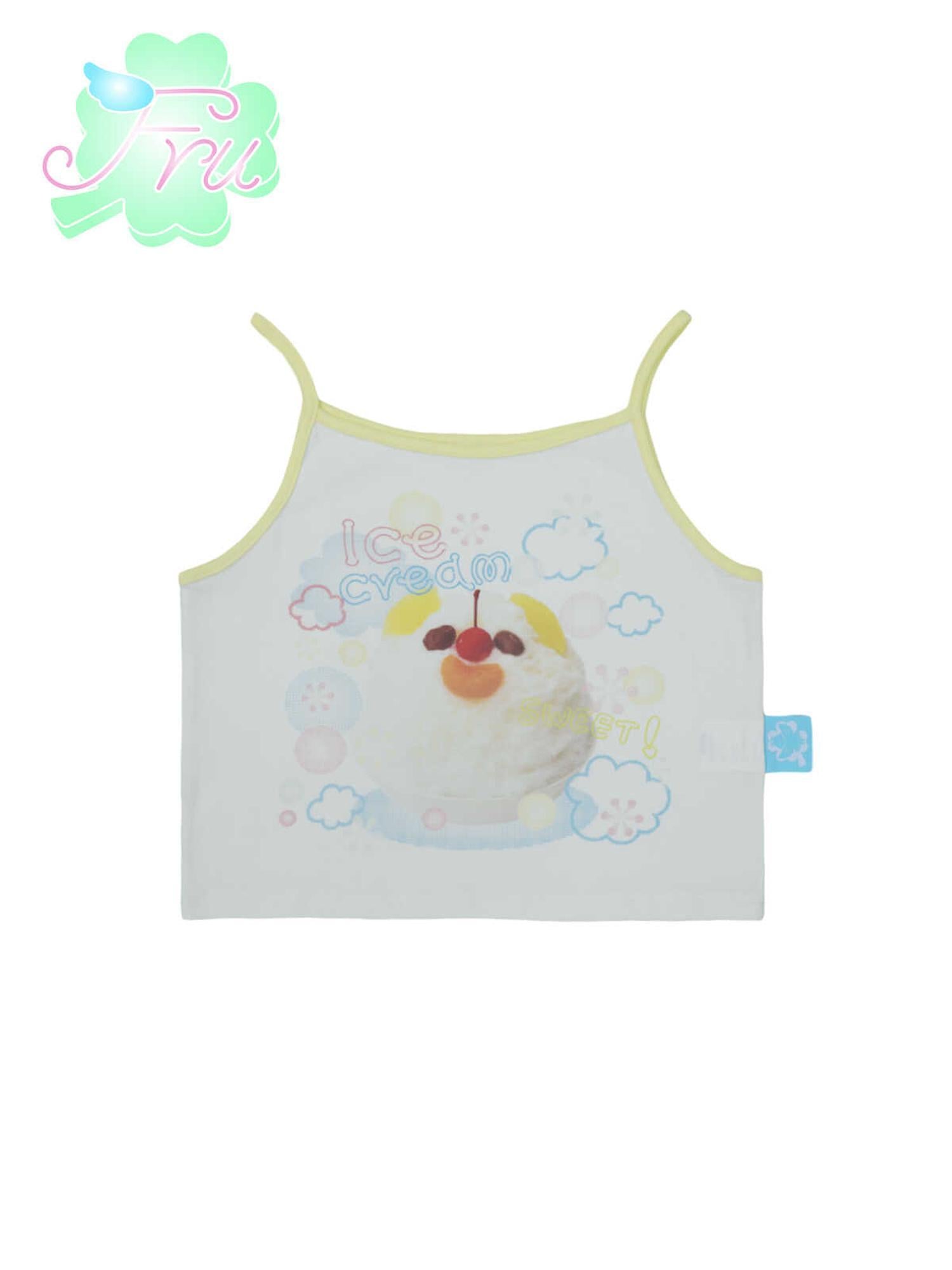 Frufru Gulu Summer Sweet White Cotton Spandex Sleeveless Vest
