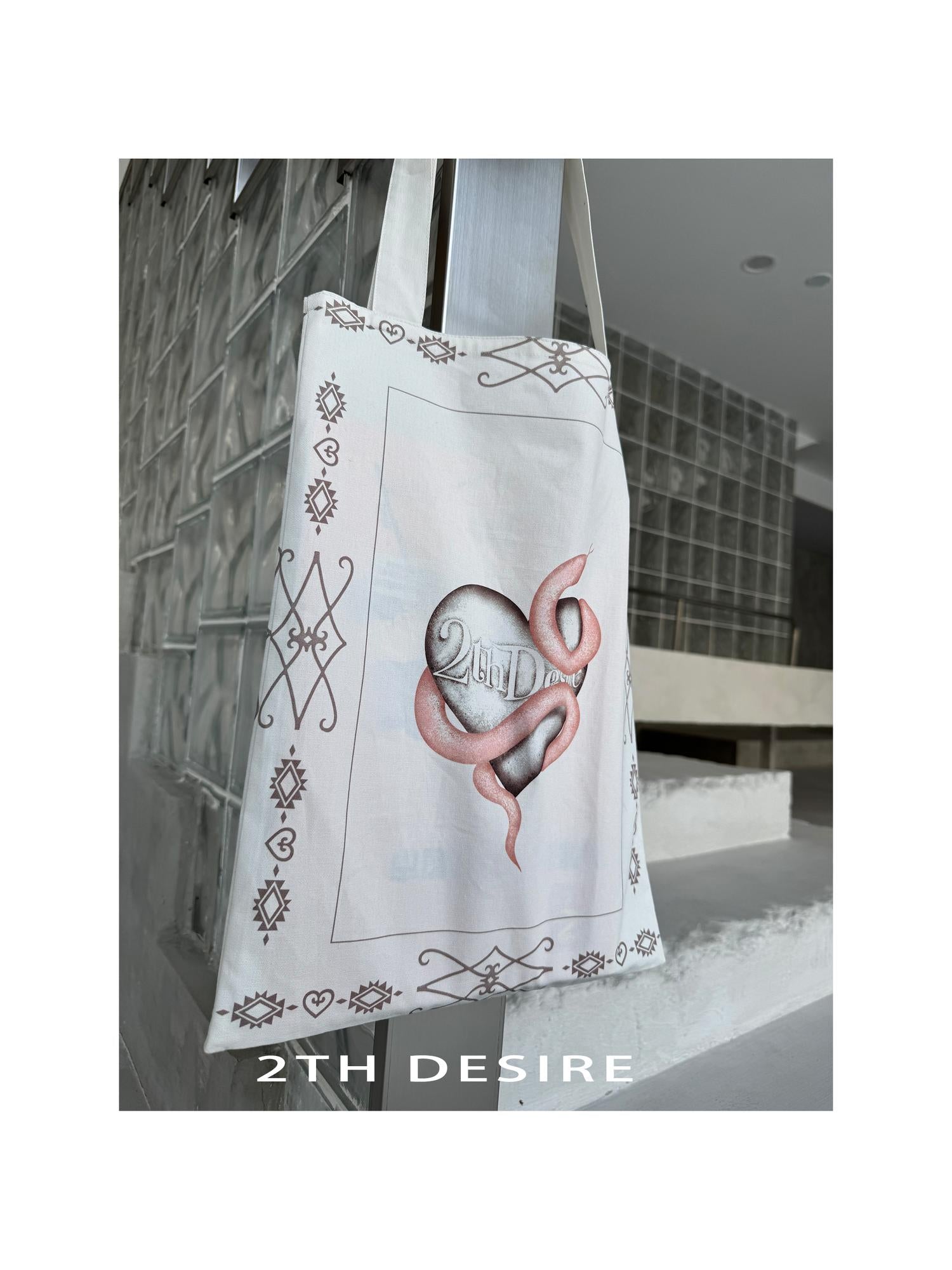 2th Desire Custom Punk Snake Year Hand-Painted Canvas Tote Bag
