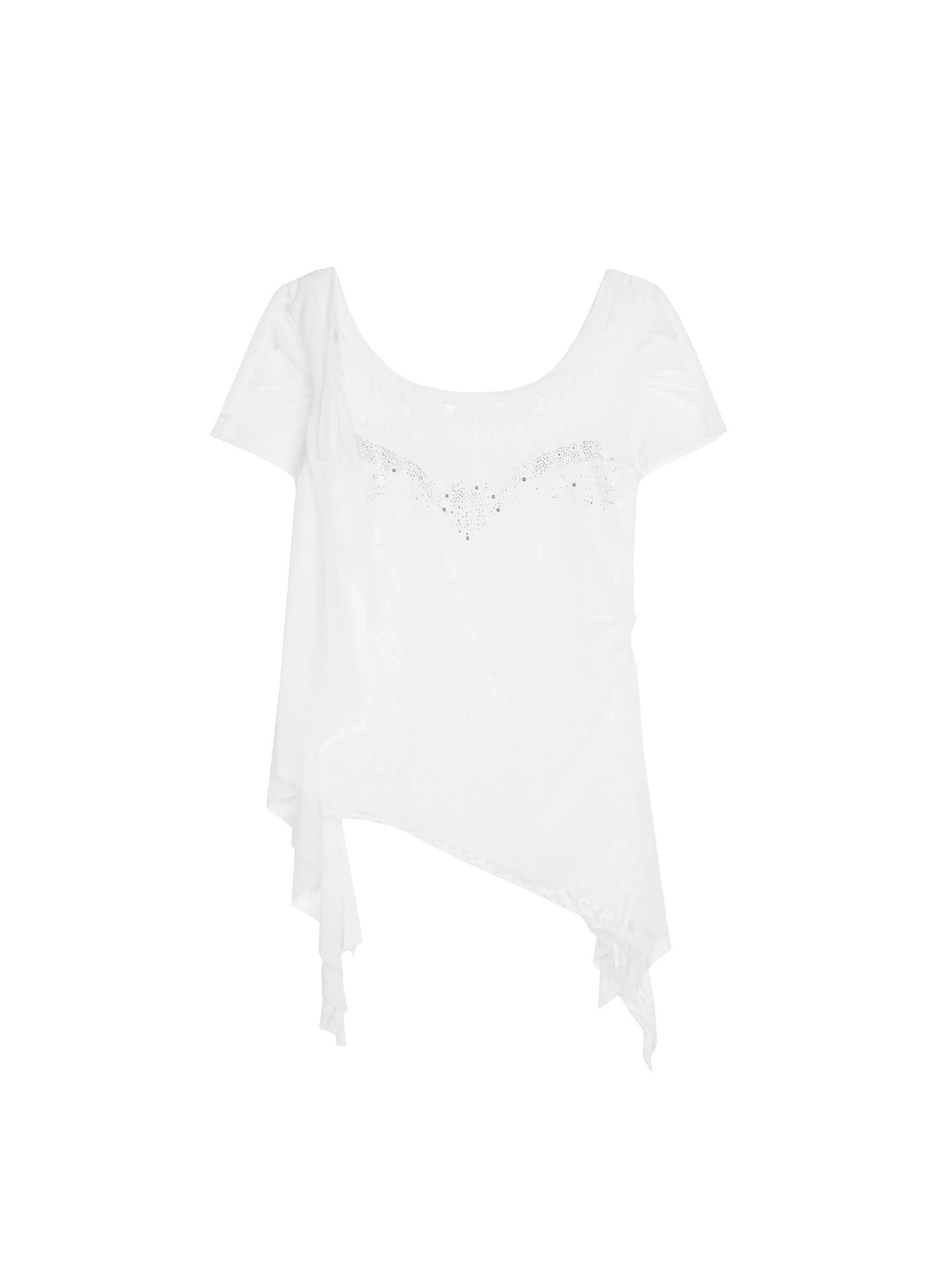 Ethereal Wings Diamond Mesh Top With Leopard Print