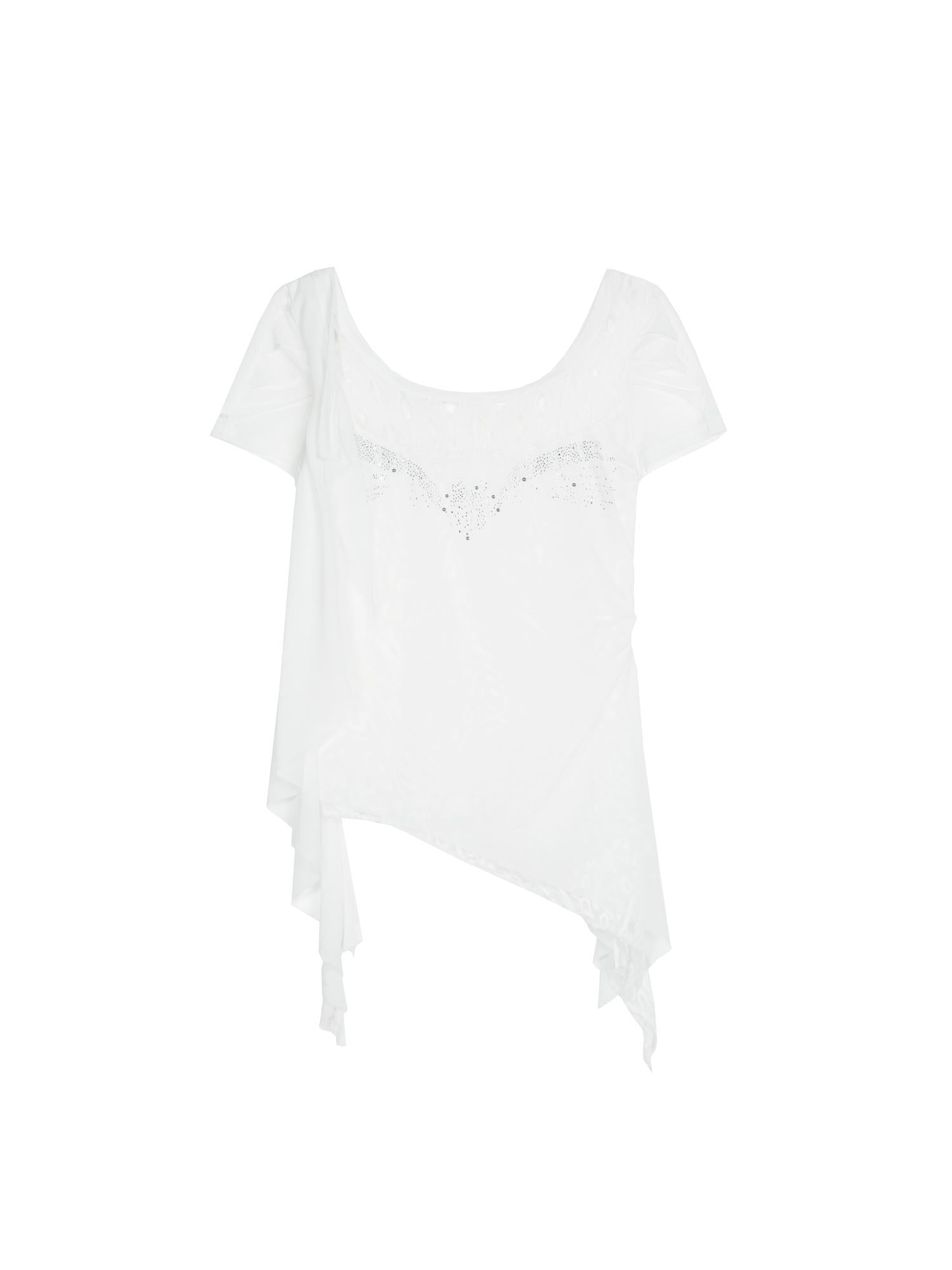 ARIADNAw Ethereal Wings Diamond Mesh Top With Leopard Print