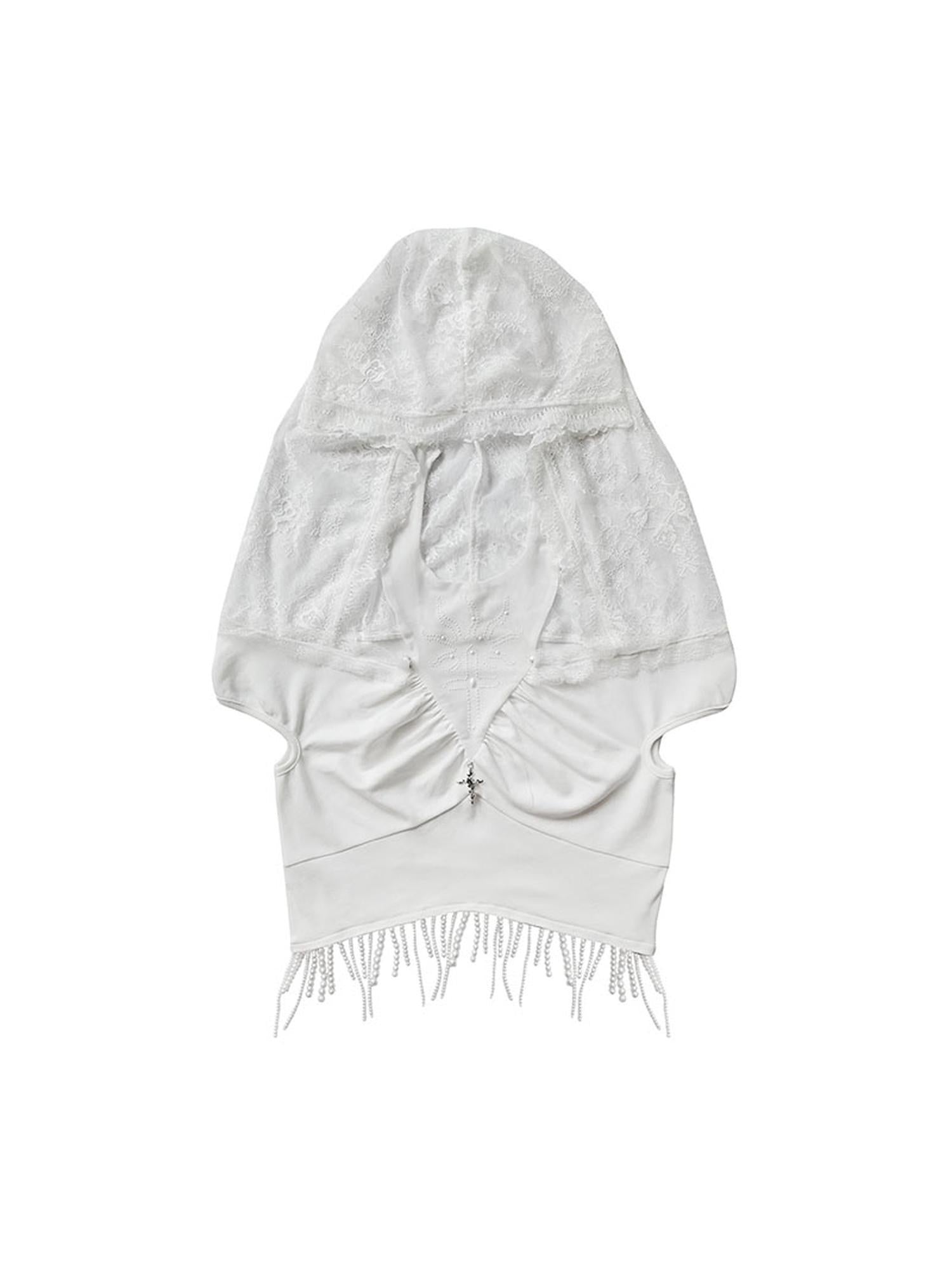 WSW WUSHENWU Sunlight Lace Dream White Elegant Crop Top