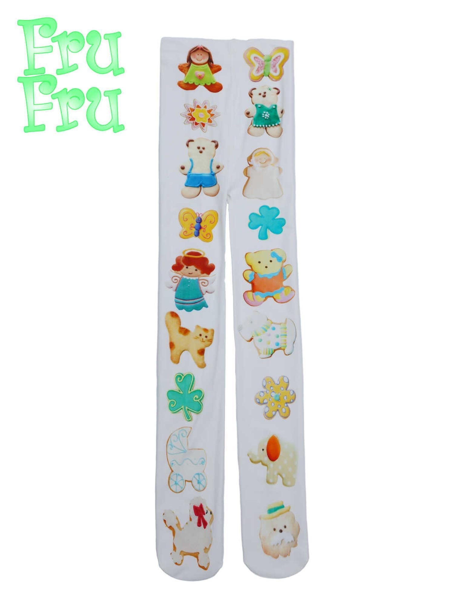Frufru Gulu Autumn Winter White Cookie Print Cute Pantyhose