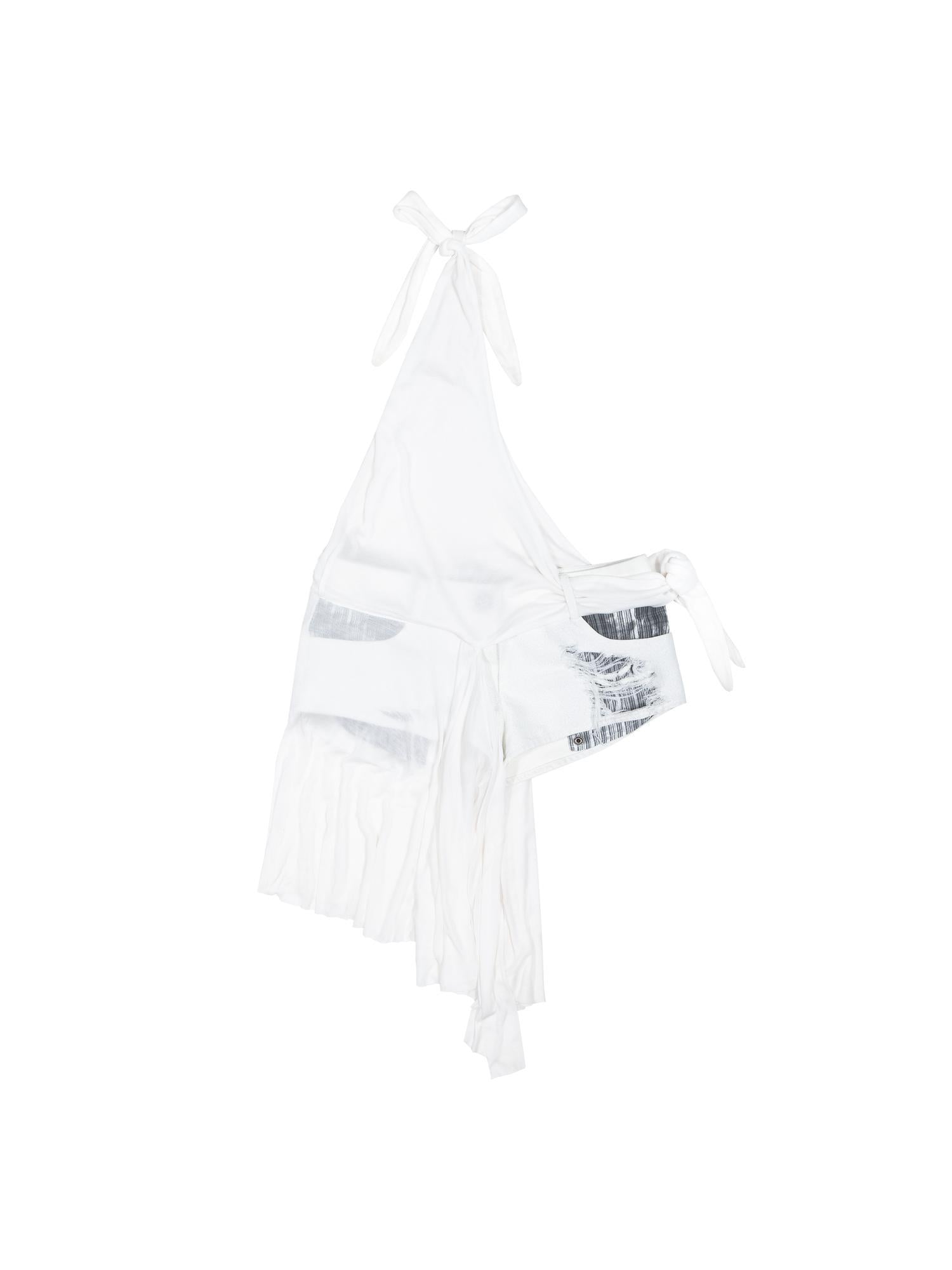 ARIADNAw Punk Retro Multi Way Denim Shorts With Detachable Straps