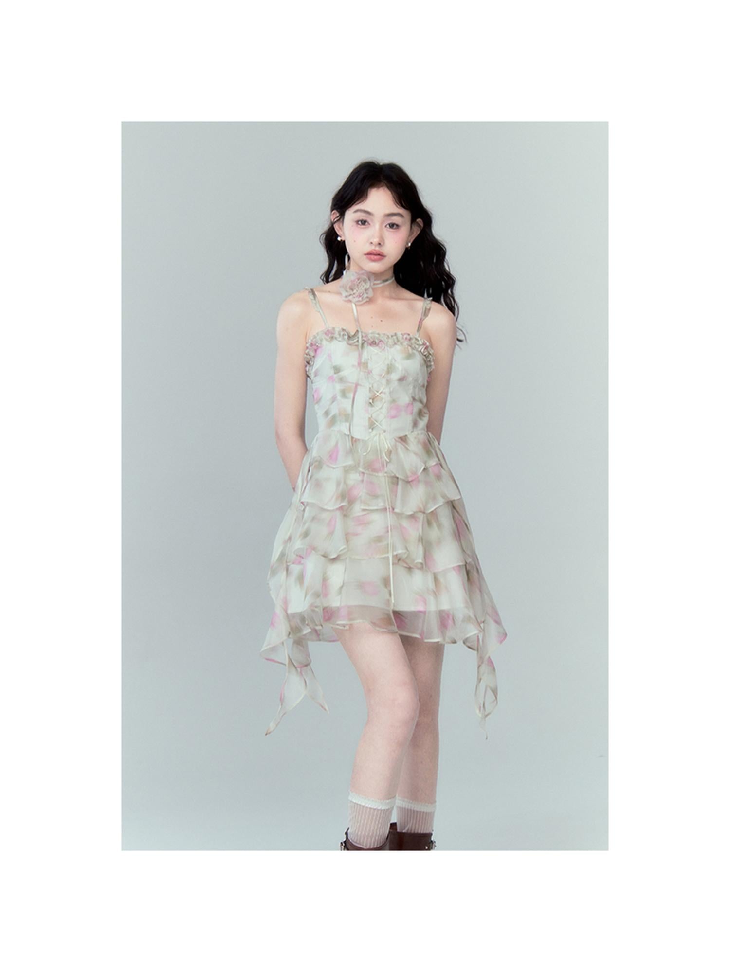 DIDDI MODA Floral Strapless Sundress With Detachable Bloom Choker