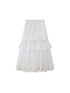DIDDI MODA Lace Trimmed Pleated Tee Embroidered Mesh Skirt Set