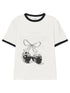 Summer Loose Cherry Print Tee With Color Trim Casual T-Shirt