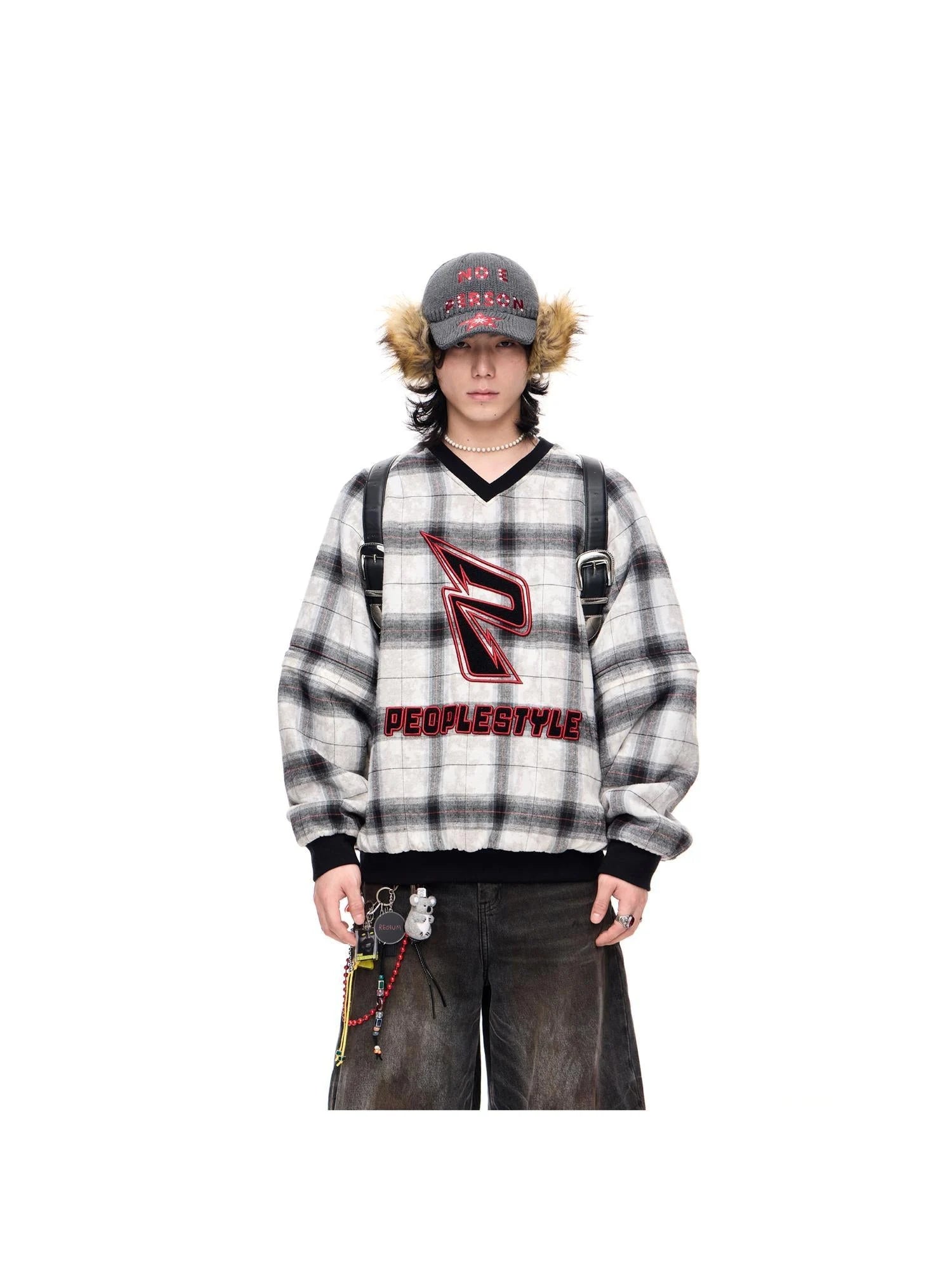 Plaid Polar Fleece Detachable Thermal Couple Oversized Sweatshirt